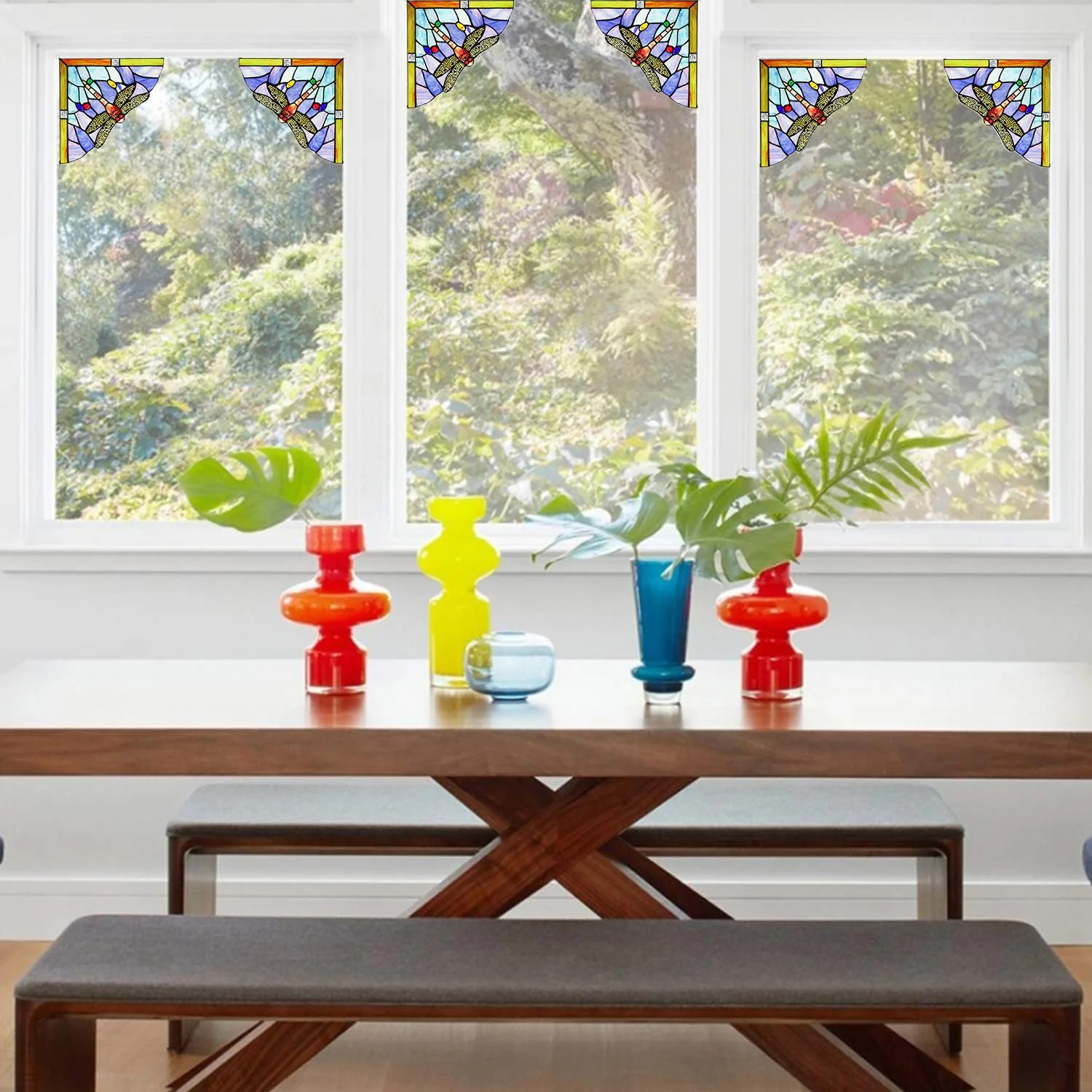 Capulina 1 Pair Dragonfly Stained Glass Panels Door Window Corner Tiffany - Image 5