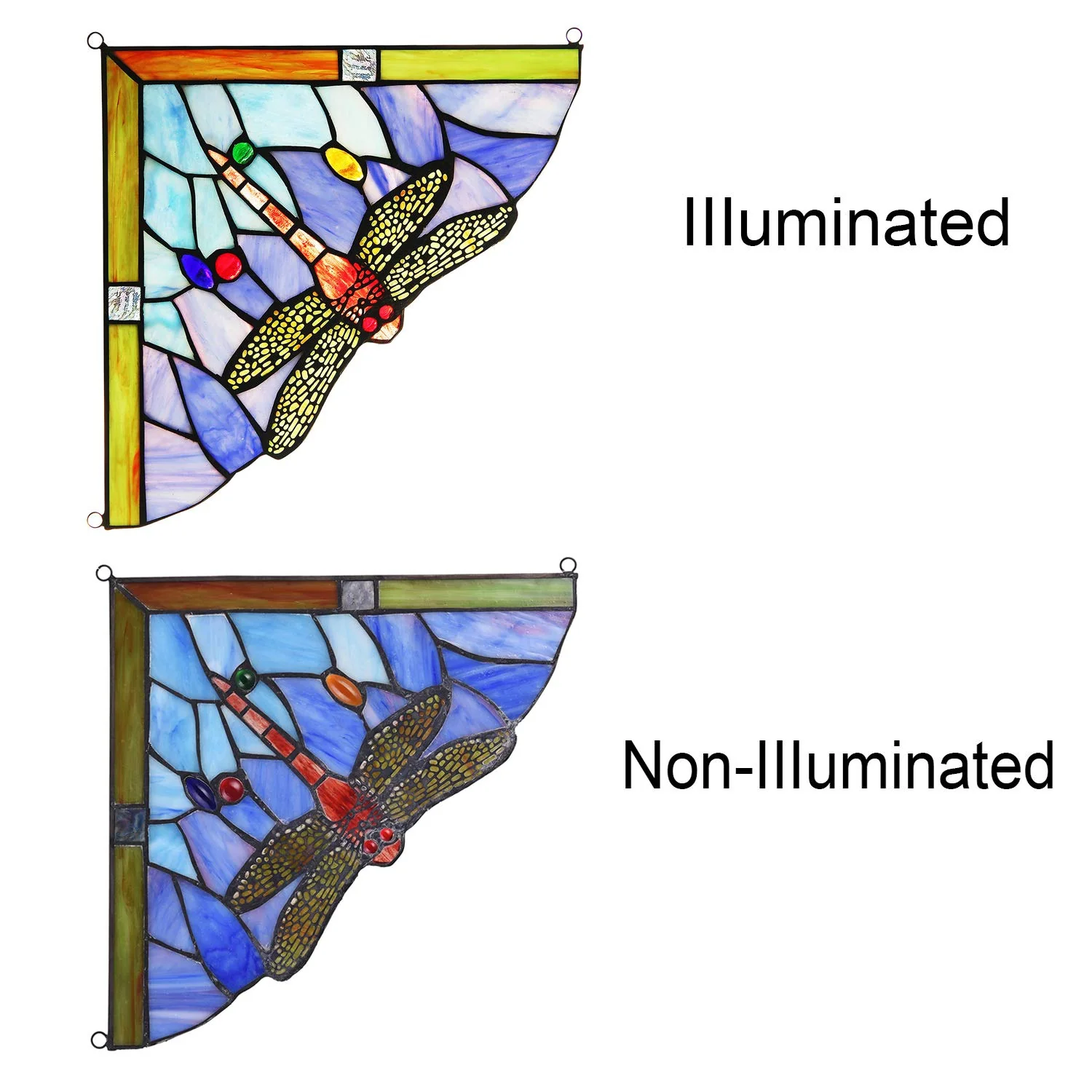 Capulina 1 Pair Dragonfly Stained Glass Panels Door Window Corner Tiffany - Image 6