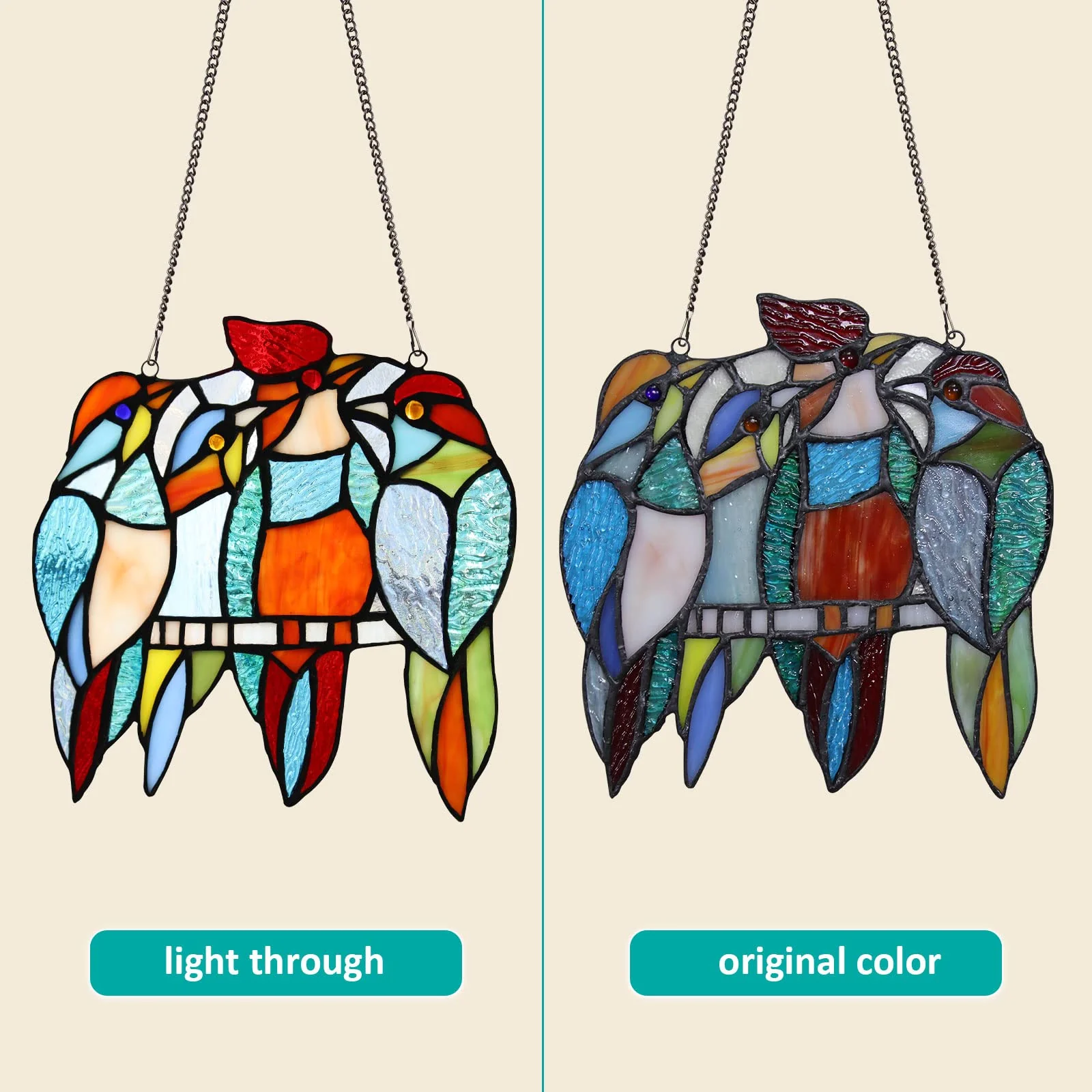 Capulina 4 Tit Birds Stained Glass Window Hangings - Image 4