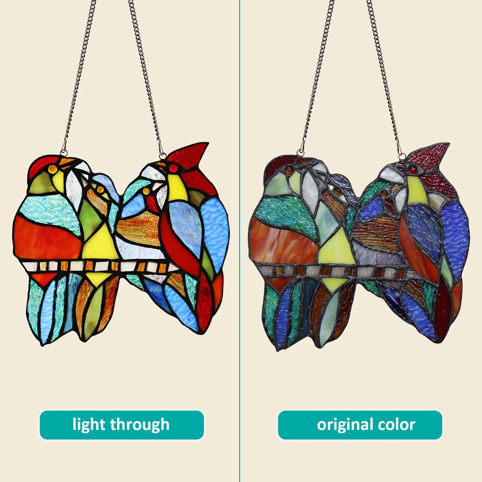 Capulina 4 Tit Birds Stained Glass Window Hangings - Image 4