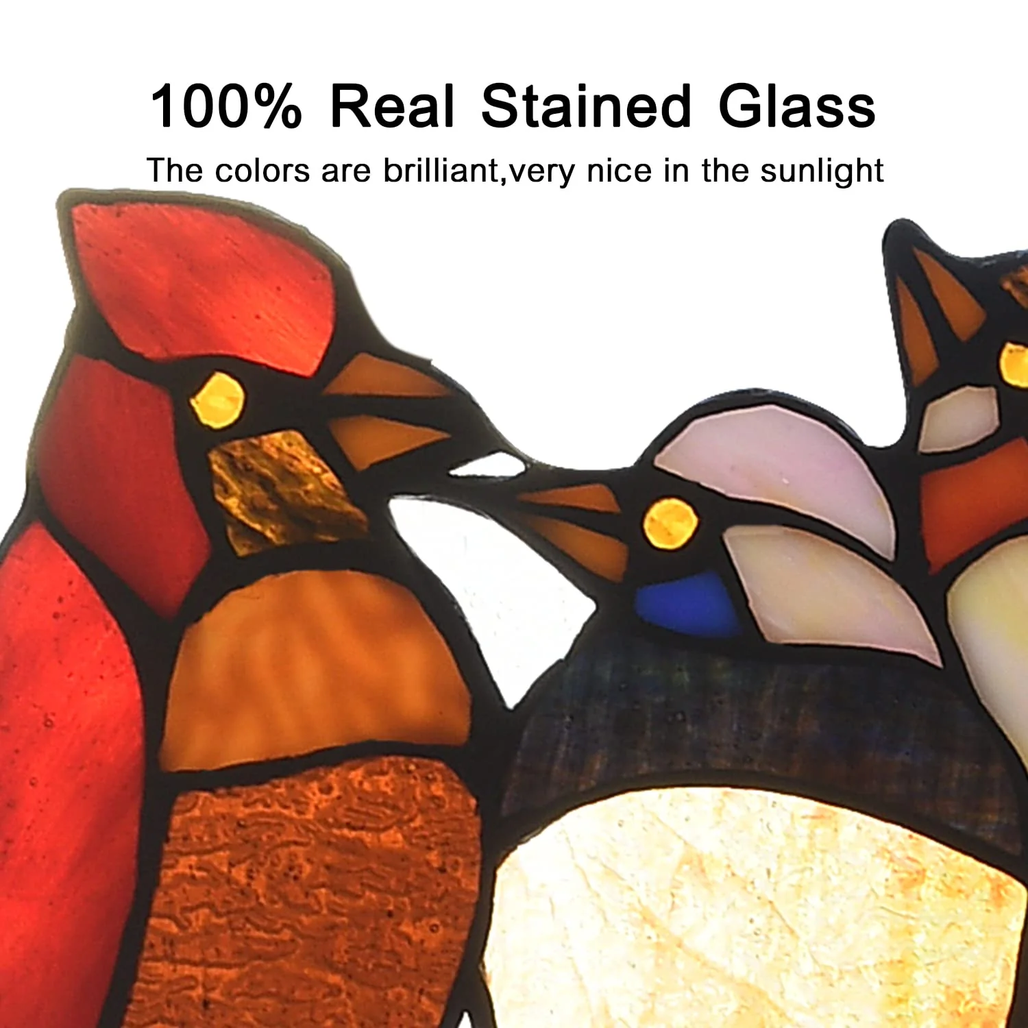 Capulina Stained Glass Birds Window Hangings Tiffany Style Handicrafts Birds Suncatcher Home Office Decor Gifts for Grandma Mom - Image 5