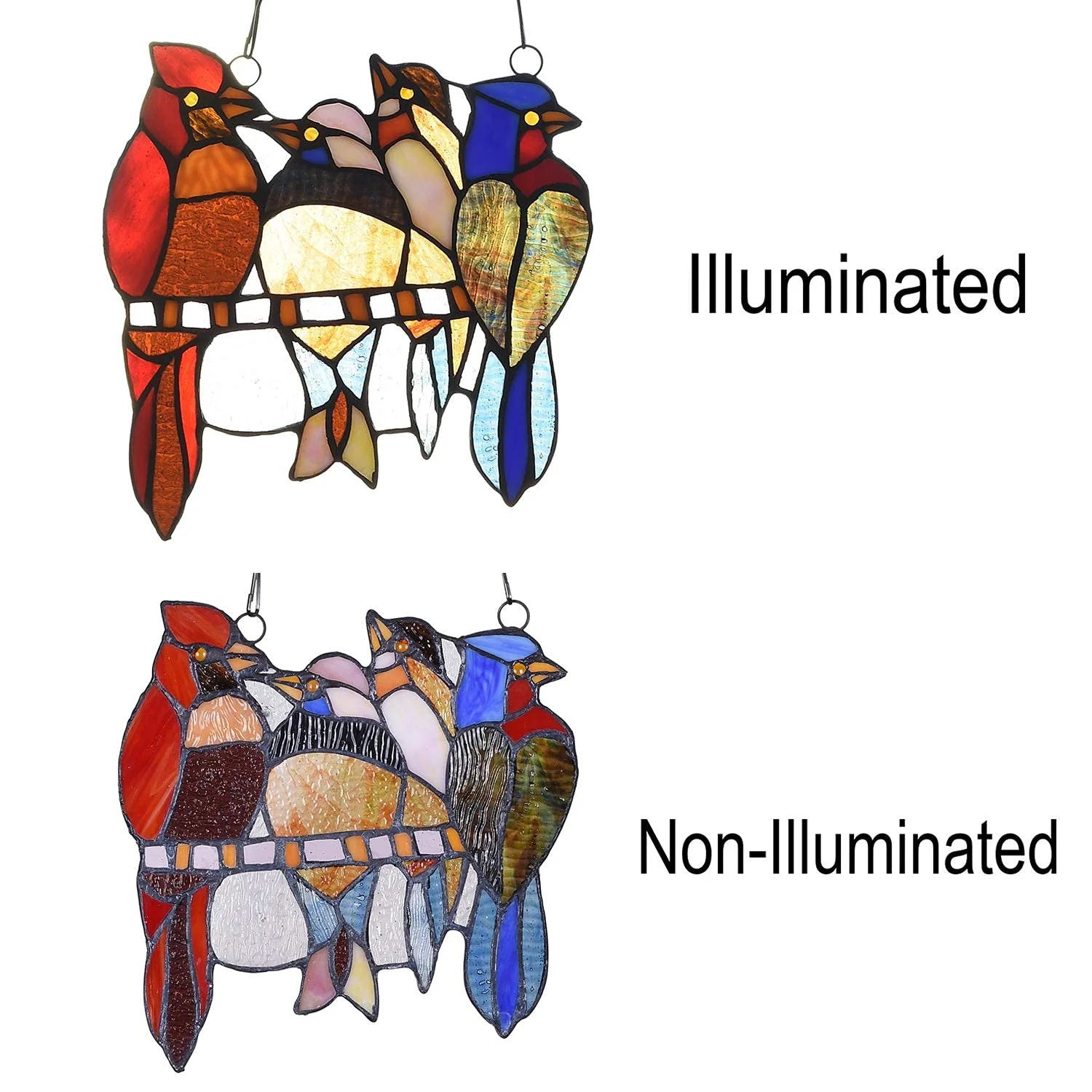 Capulina Stained Glass Birds Window Hangings Tiffany Style Handicrafts Birds Suncatcher Home Office Decor Gifts for Grandma Mom - Image 6