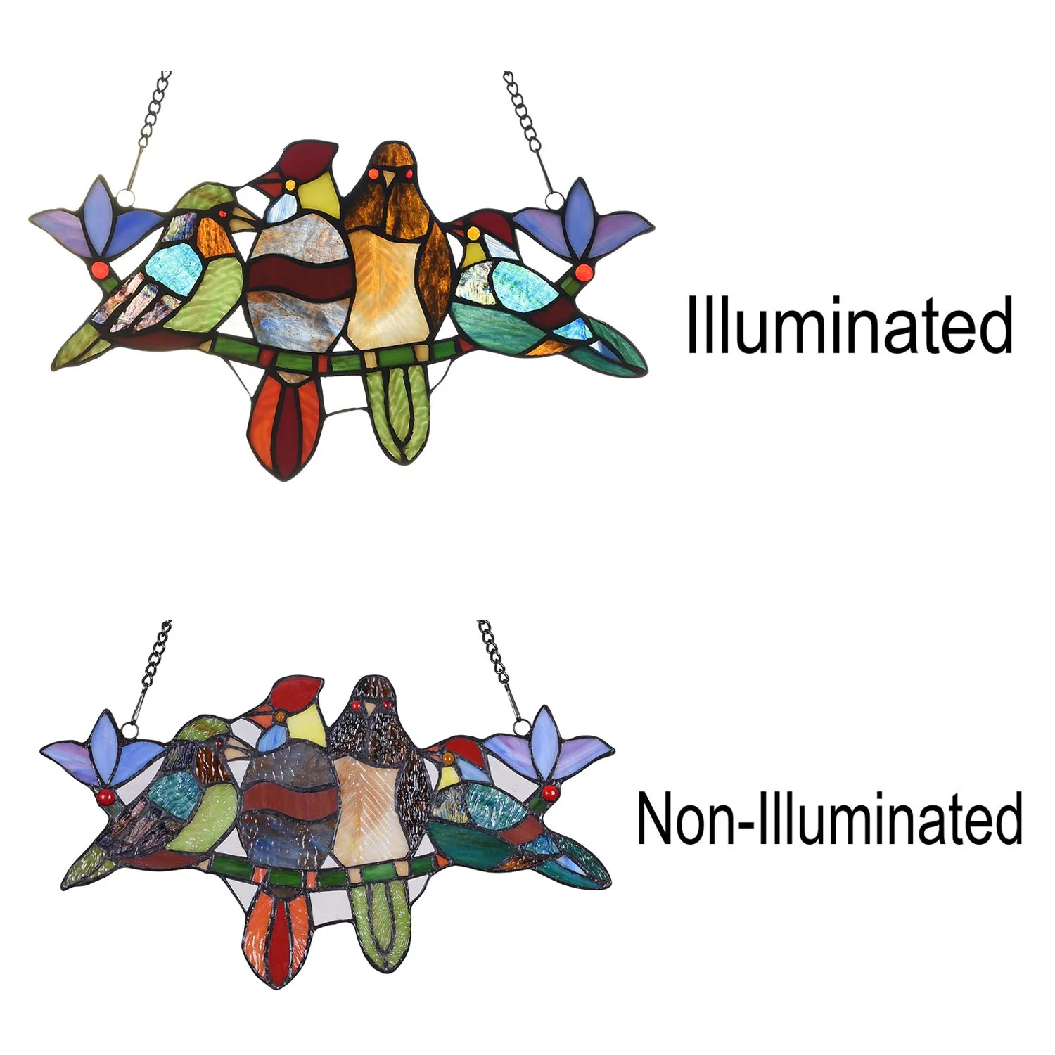 Capulina 4 Tit Birds Stained Glass Window Hangings Tiffany - Image 5