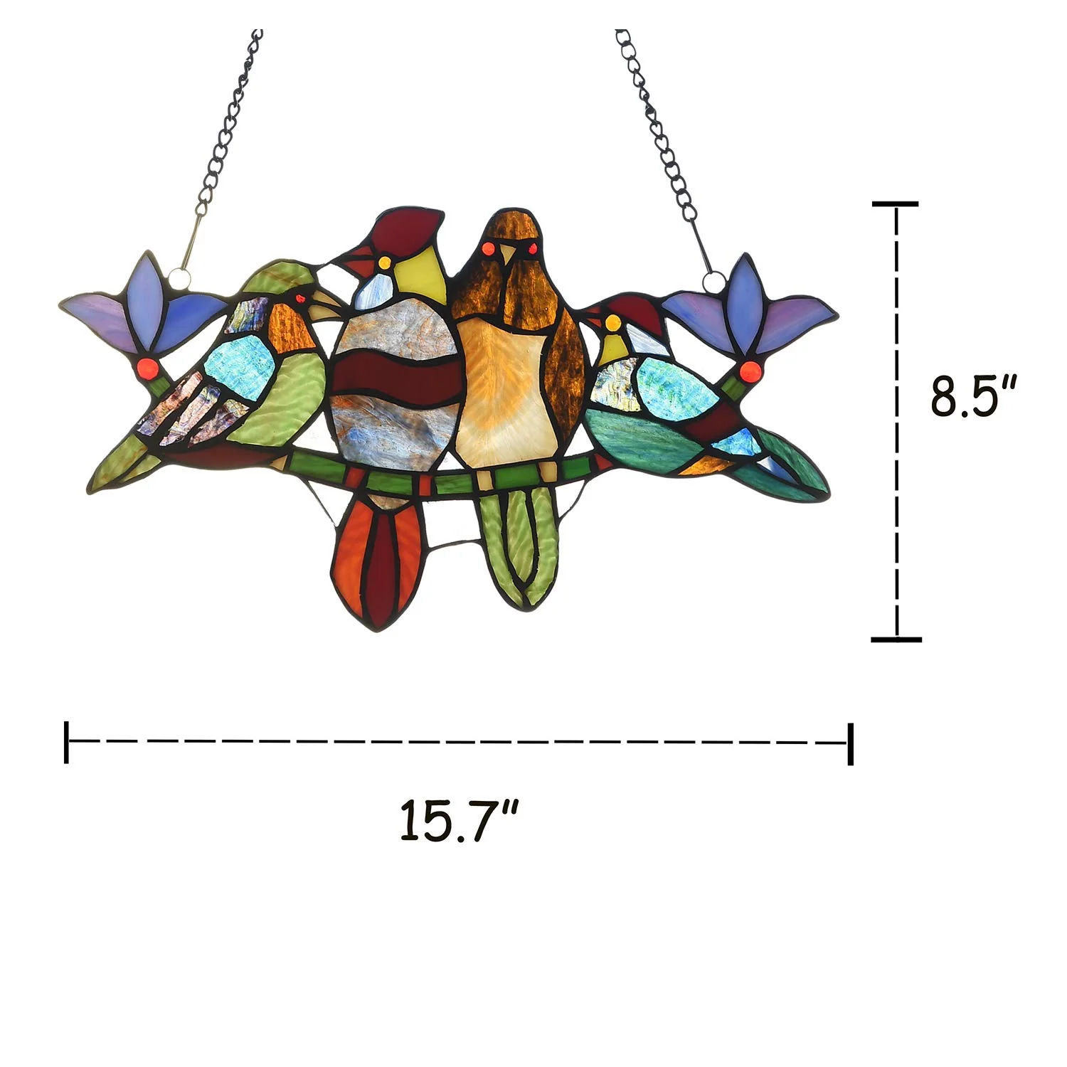 Capulina 4 Tit Birds Stained Glass Window Hangings Tiffany - Image 6