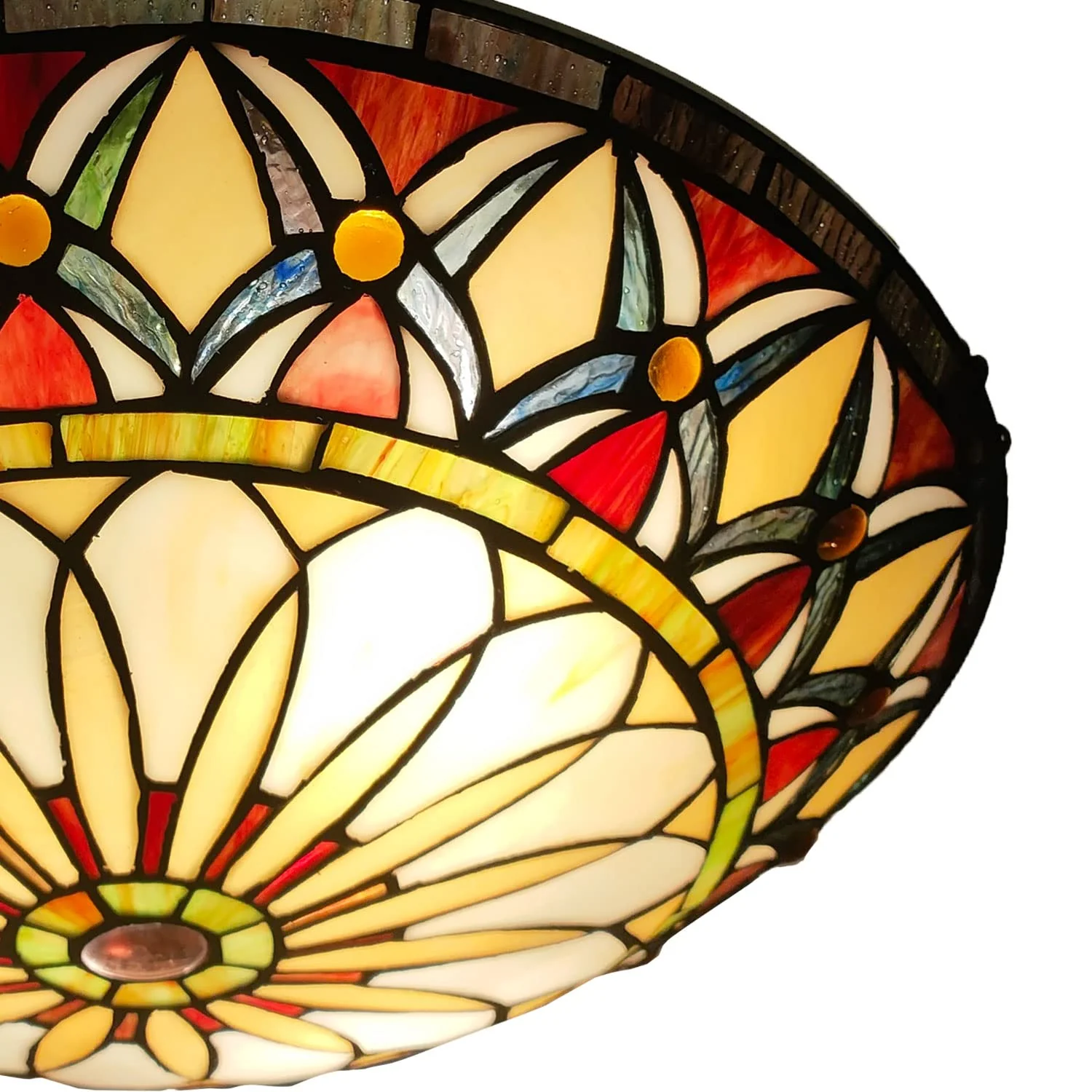ARTZONE Tiffany Ceiling Lights, Stained Glass Ceiling Light 3-Lights 16 Inch Tiffany Flush Mount Ceiling Light for Bedroom Dining Living Room Entryway Foyer - Image 3
