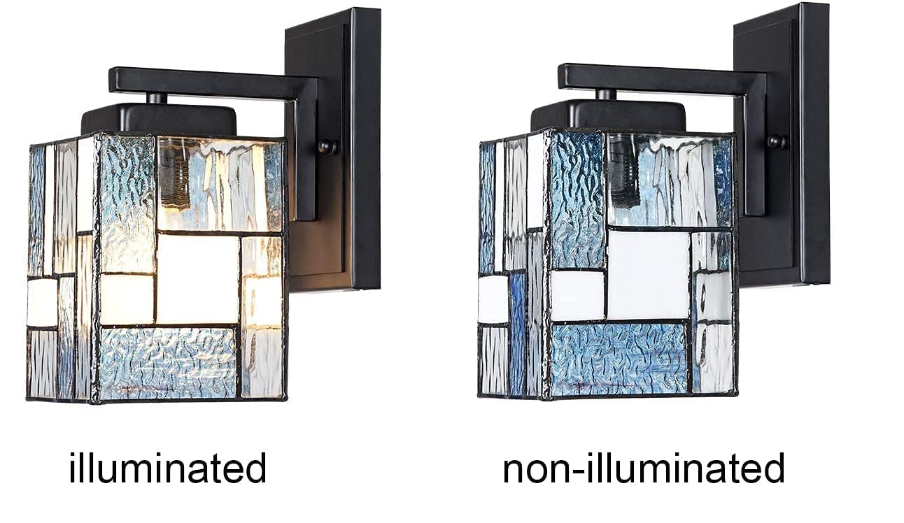 ARTZONE Tiffany Modern Style Wall Sconces 1-Light, Stained Glass Wall Lamp Lighting for Bedroom, Bathroom, Living Room - Image 7