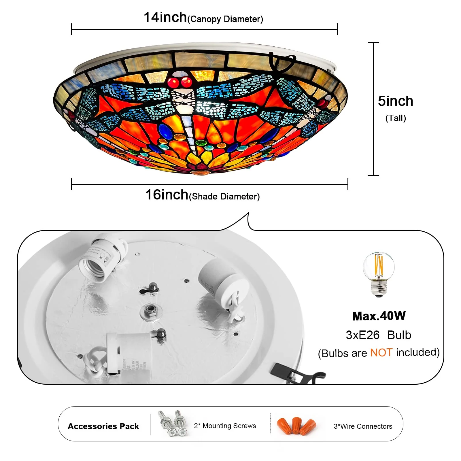 Artzone Tiffany Stained Glass Flush Mount Ceiling Light - Image 14