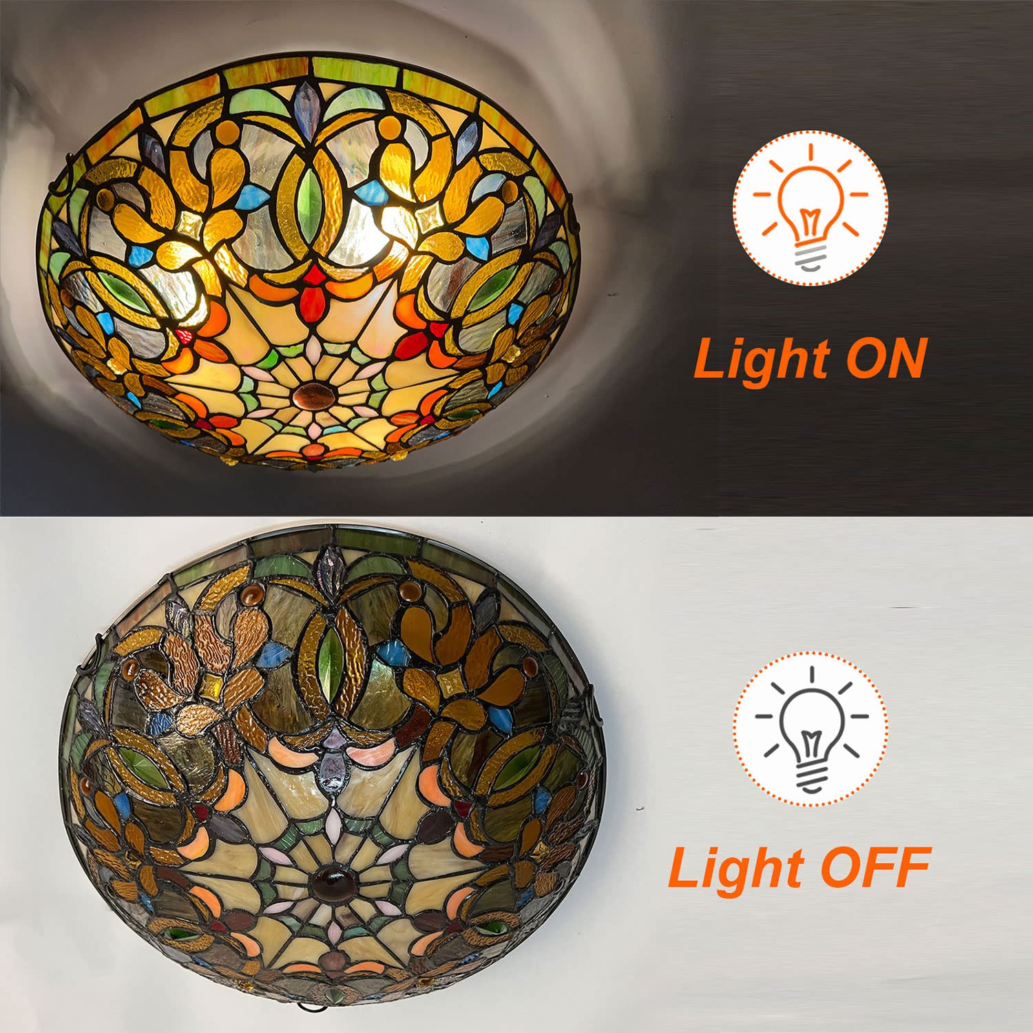 Artzone Tiffany Stained Glass Flush Mount Ceiling Light - Image 13