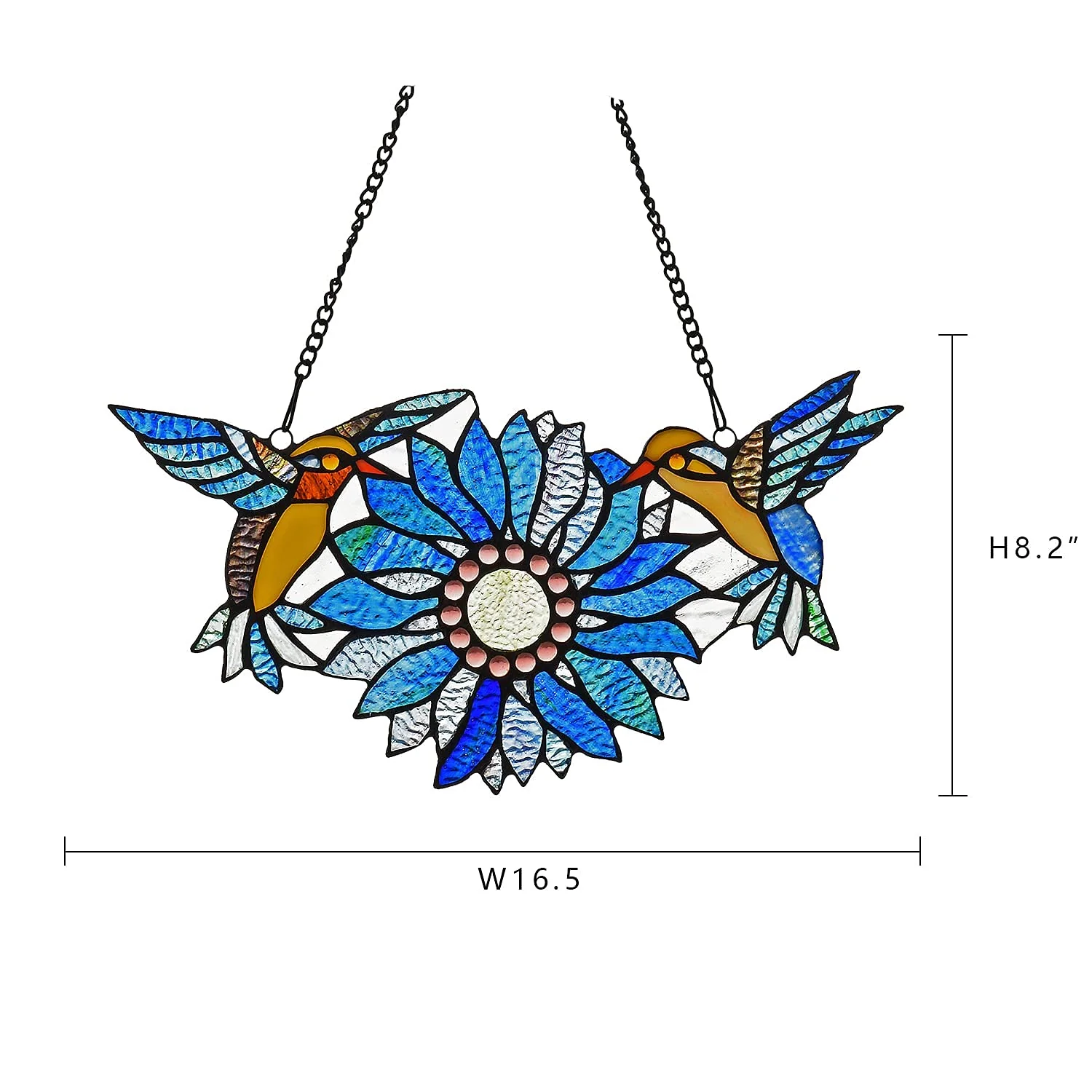 Capulina Sunflower Hummingbirds Stained Glass Window - Image 2