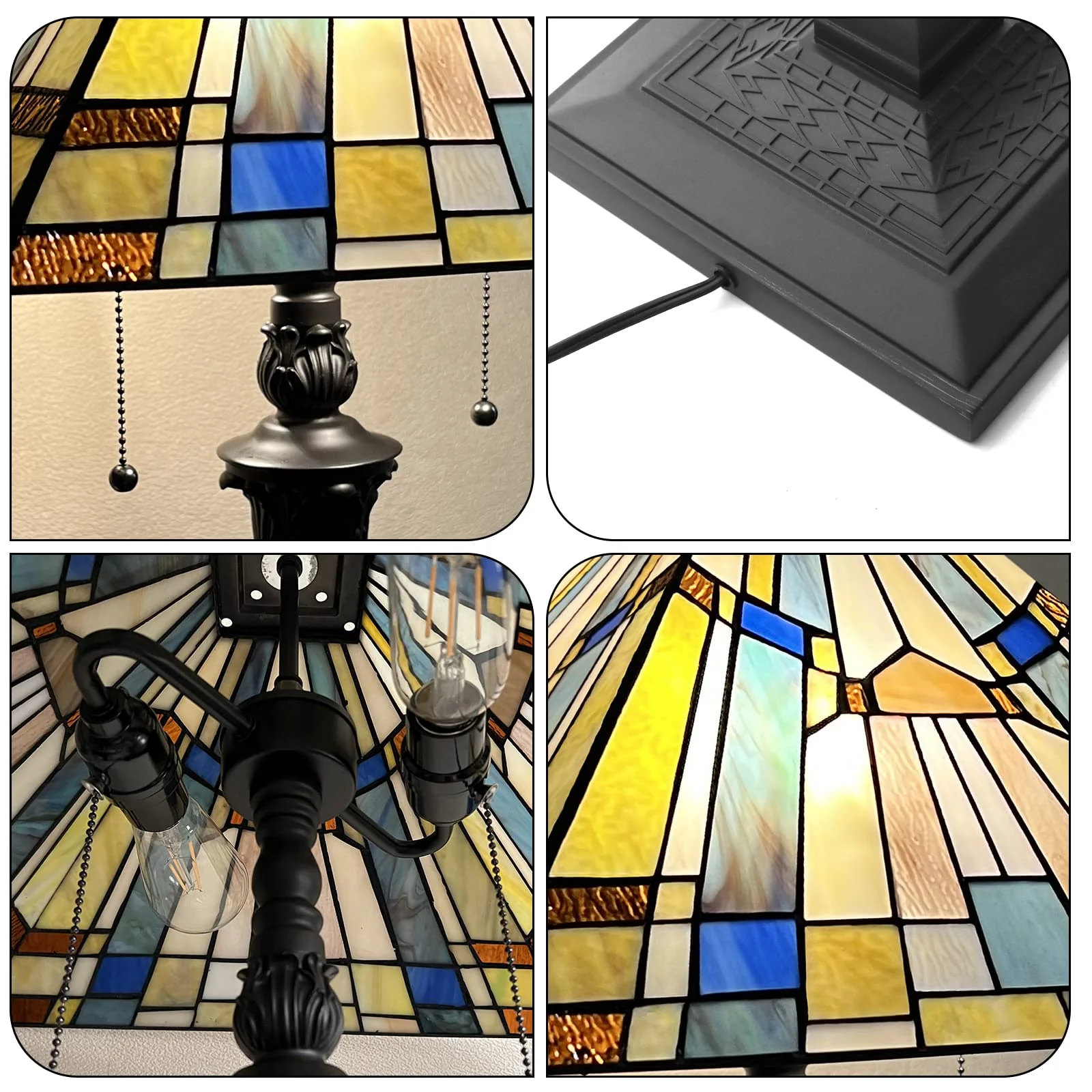 Capulina Tiffany Floor Lamp 2-Light Industrial Blackish Bronze Pole Stained Glass - Image 5