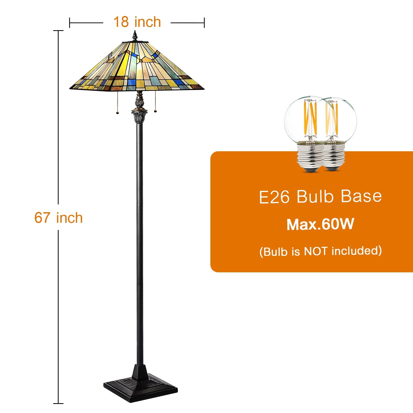 Capulina Tiffany Floor Lamp 2-Light Industrial Blackish Bronze Pole Stained Glass - Image 6