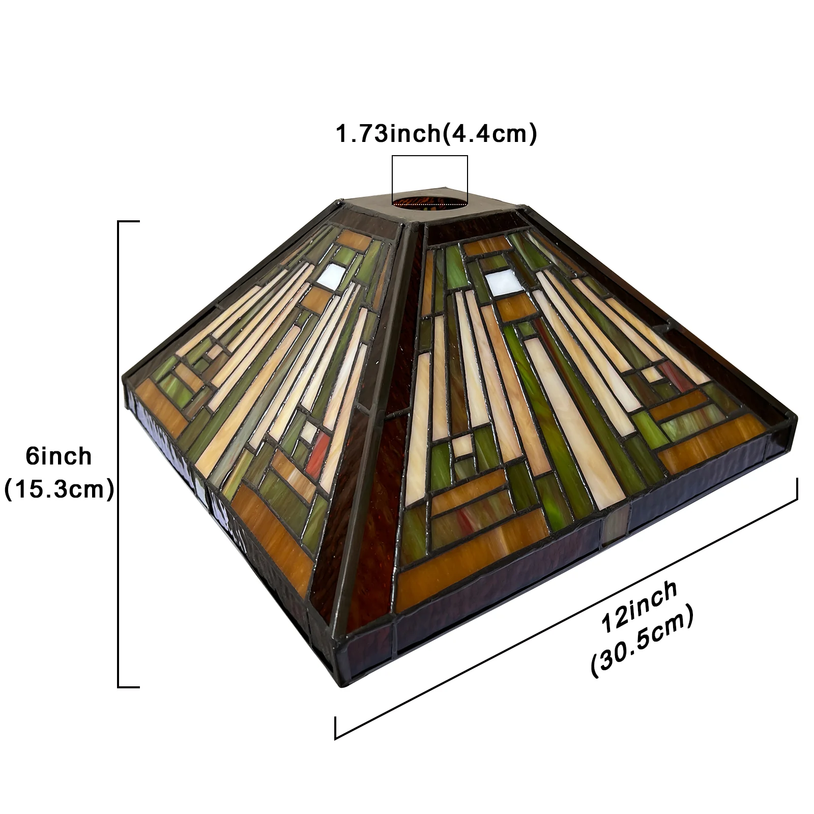 Capulina Tiffany Lamp Shade 12 Inches Wide Accessories Replacement Amber Brown Mission Tiffany Style Stained Glass Lampshade for Torchiere Floor Lamp and Pendant Light - Image 3