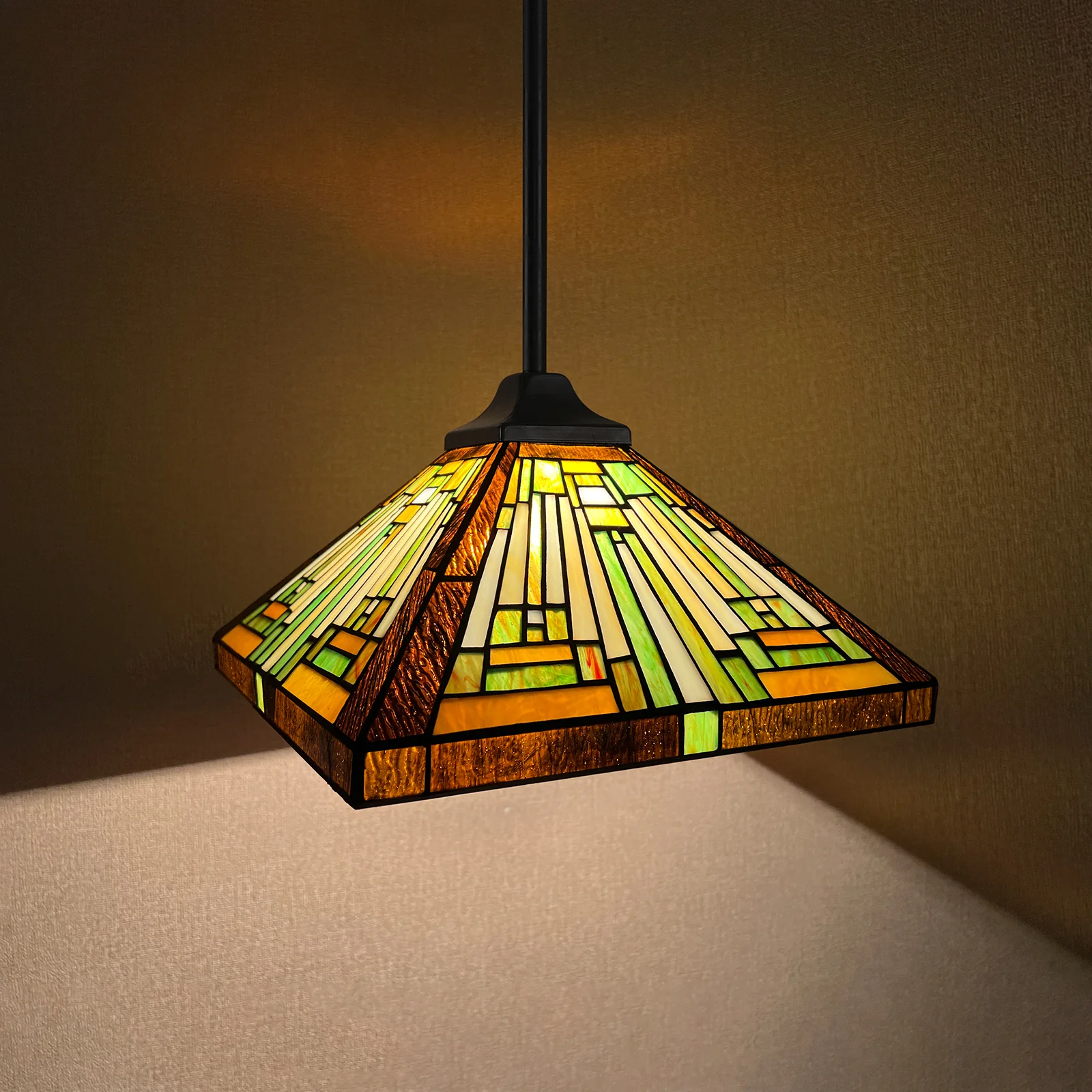 Capulina Tiffany Lamp Shade 12 Inches Wide Accessories Replacement Amber Brown Mission Tiffany Style Stained Glass Lampshade for Torchiere Floor Lamp and Pendant Light - Image 5