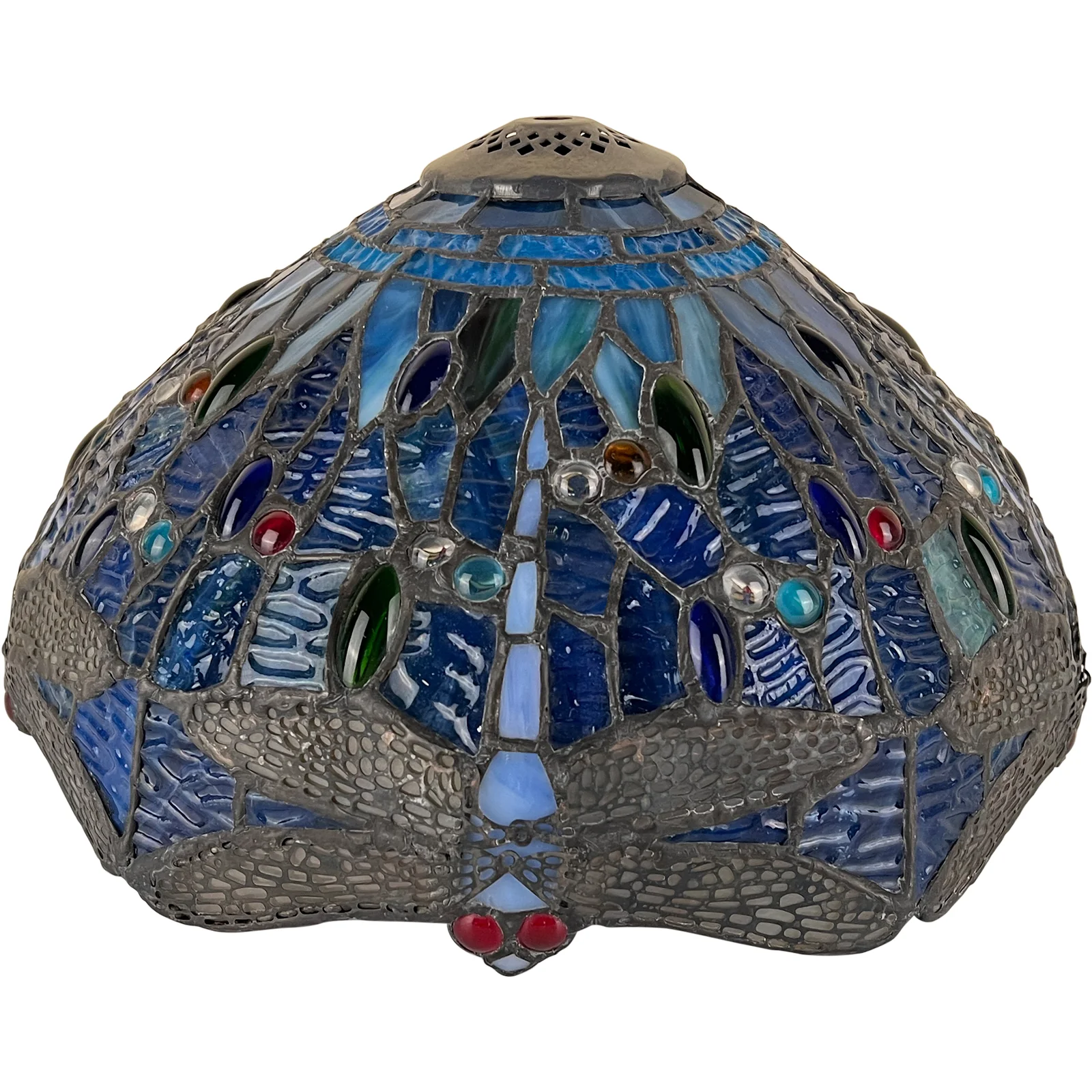 Capulina  Tiffany Lamp Shade 12 Inches Wide Accessories Replacement Blue Dragonfly Style Stained Glass Lampshade for Table Lamp - Image 2