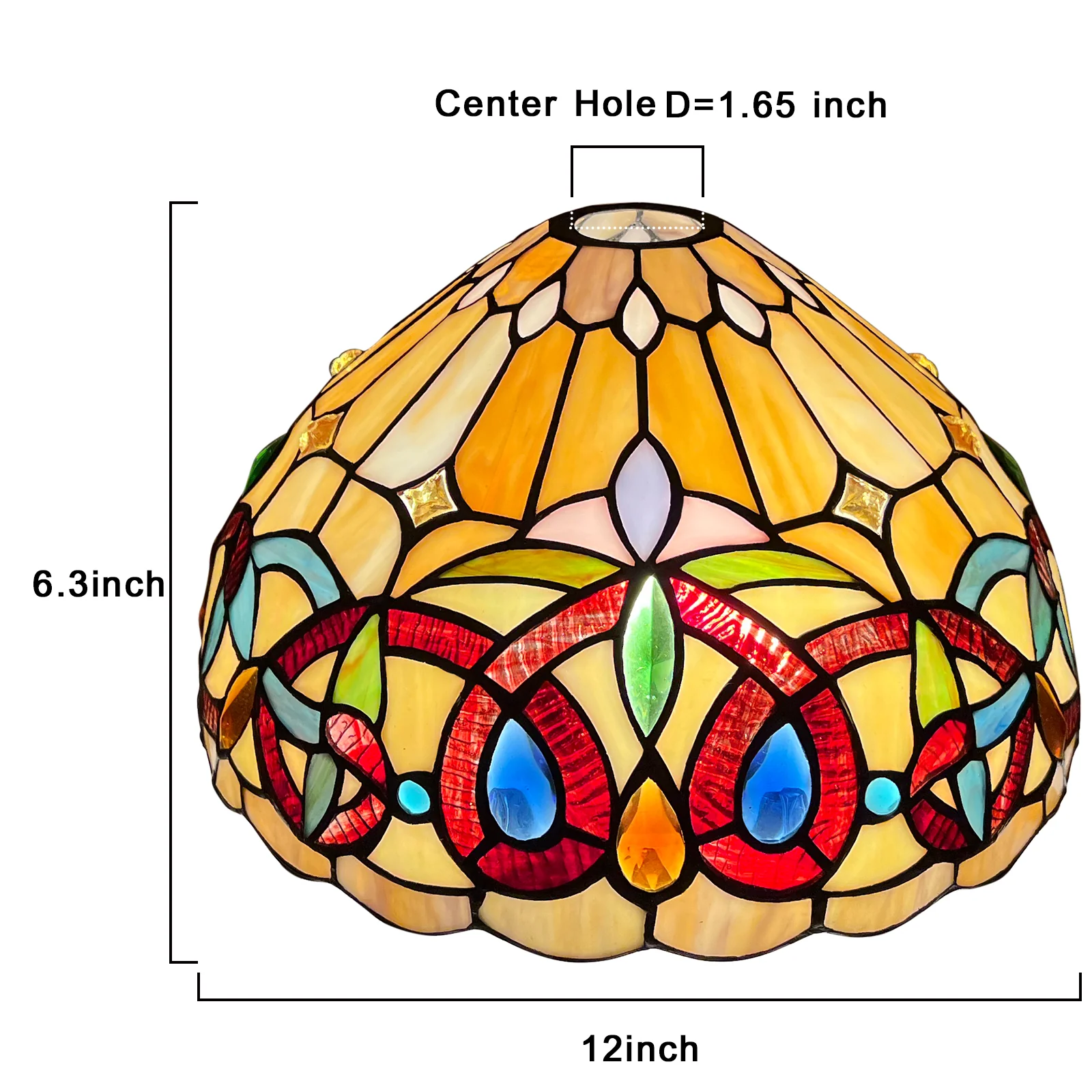 Capulina Tiffany Lamp Shade 12 Inches Wide Accessories Replacement Cream Brown Style Stained Glass Lampshade for Torchiere Floor Lamp and Pendant Light - Image 3