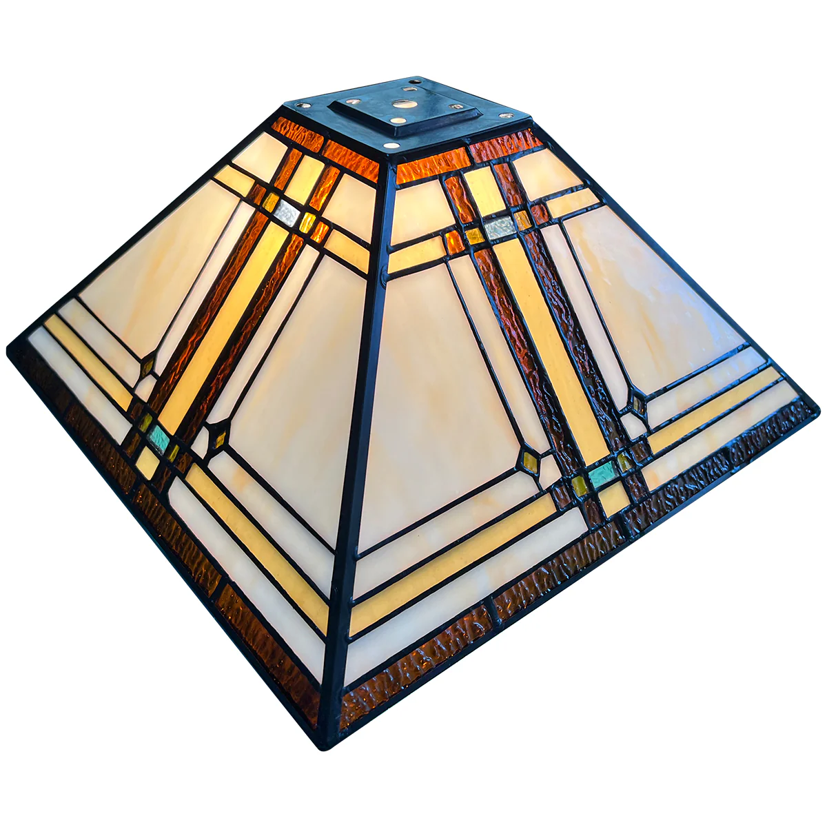 Capulina Tiffany Lamp Shade 12 Inches Wide Accessories Replacement Cream Mission Style Stained Glass Lampshade Only for Table Lamp - Image 2
