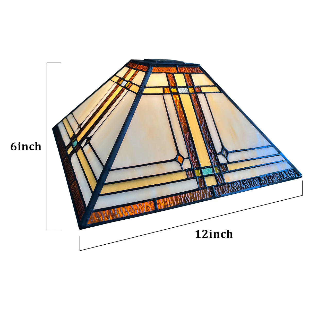 Capulina Tiffany Lamp Shade 12 Inches Wide Accessories Replacement Cream Mission Style Stained Glass Lampshade Only for Table Lamp - Image 5
