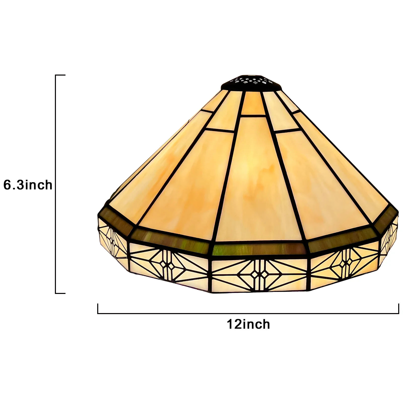 Capulina Tiffany Lamp Shade 12 Inches Wide Accessories Replacement Vintage Cream Tiffany Style Stained Glass Lampshade for Table Lamp - Image 3