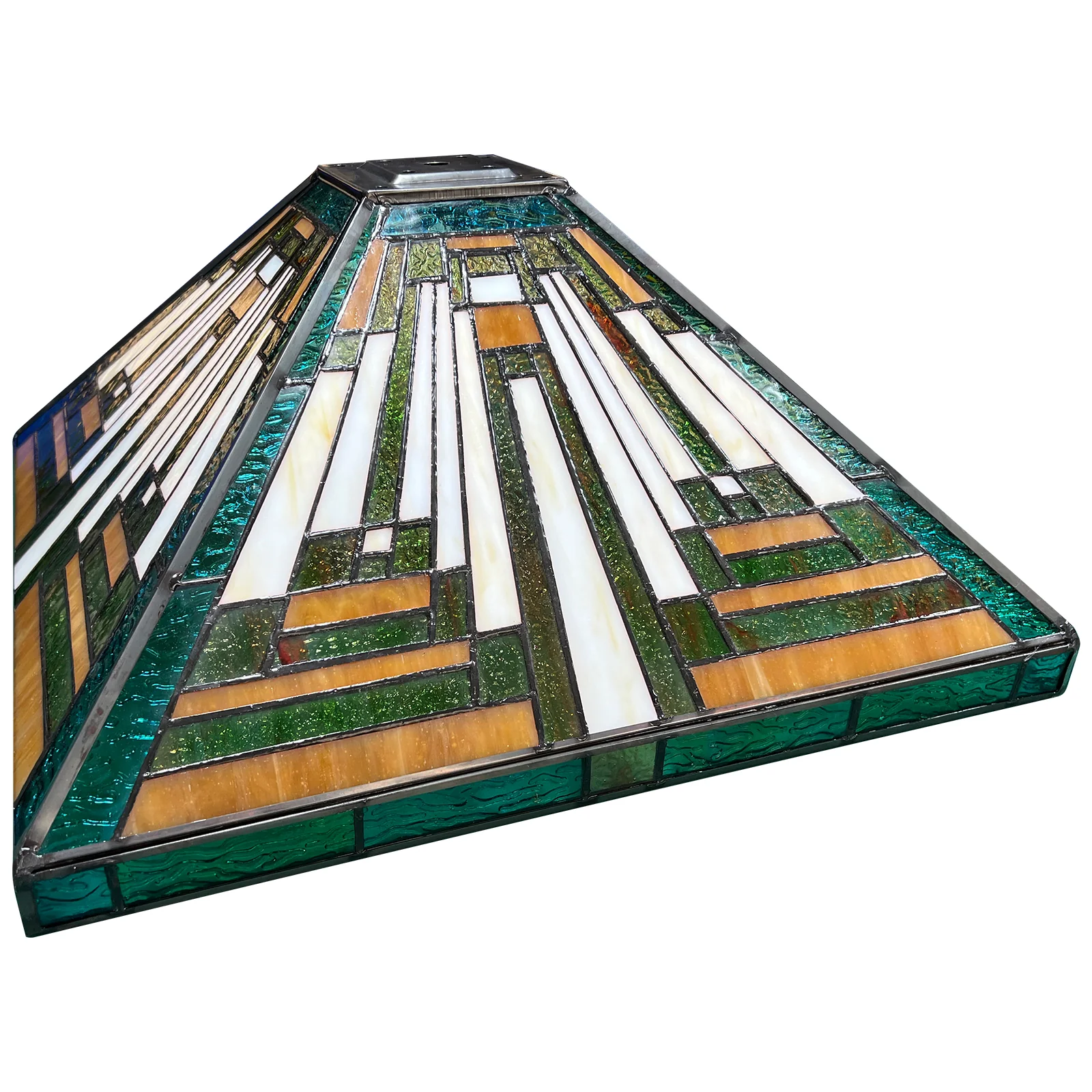 Capulina Tiffany Lamp Shade 16 Inches Wide Accessories Replacement Amber Green Style Stained Glass Lampshade for Table Lamp Floor Lamp - Image 2