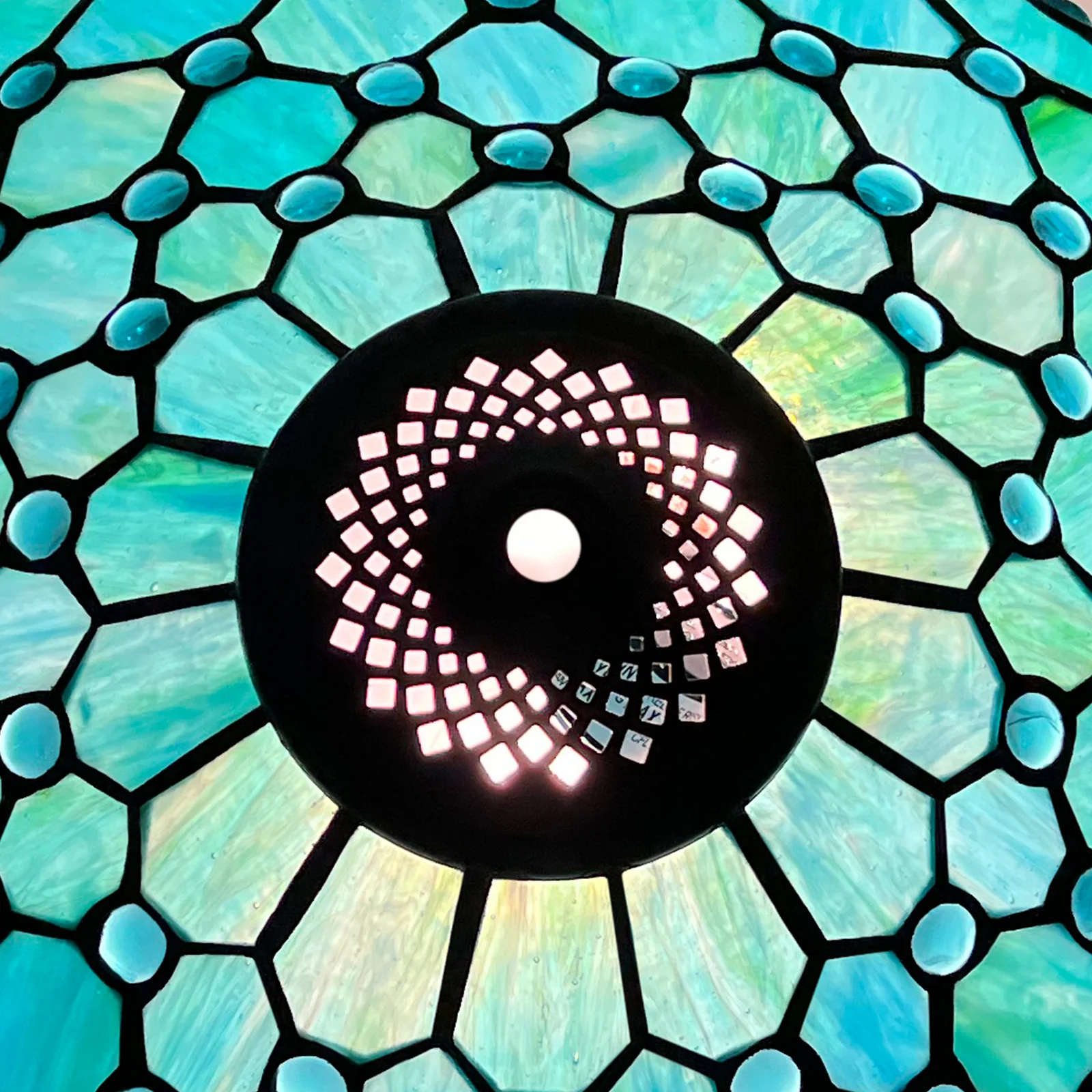Capulina Tiffany Lamp Shade 16 Inches Wide Accessories Replacement Seagrass Blue Beads Style Stained Glass Lampshade for Table Lamp Floor Lamp - Image 4