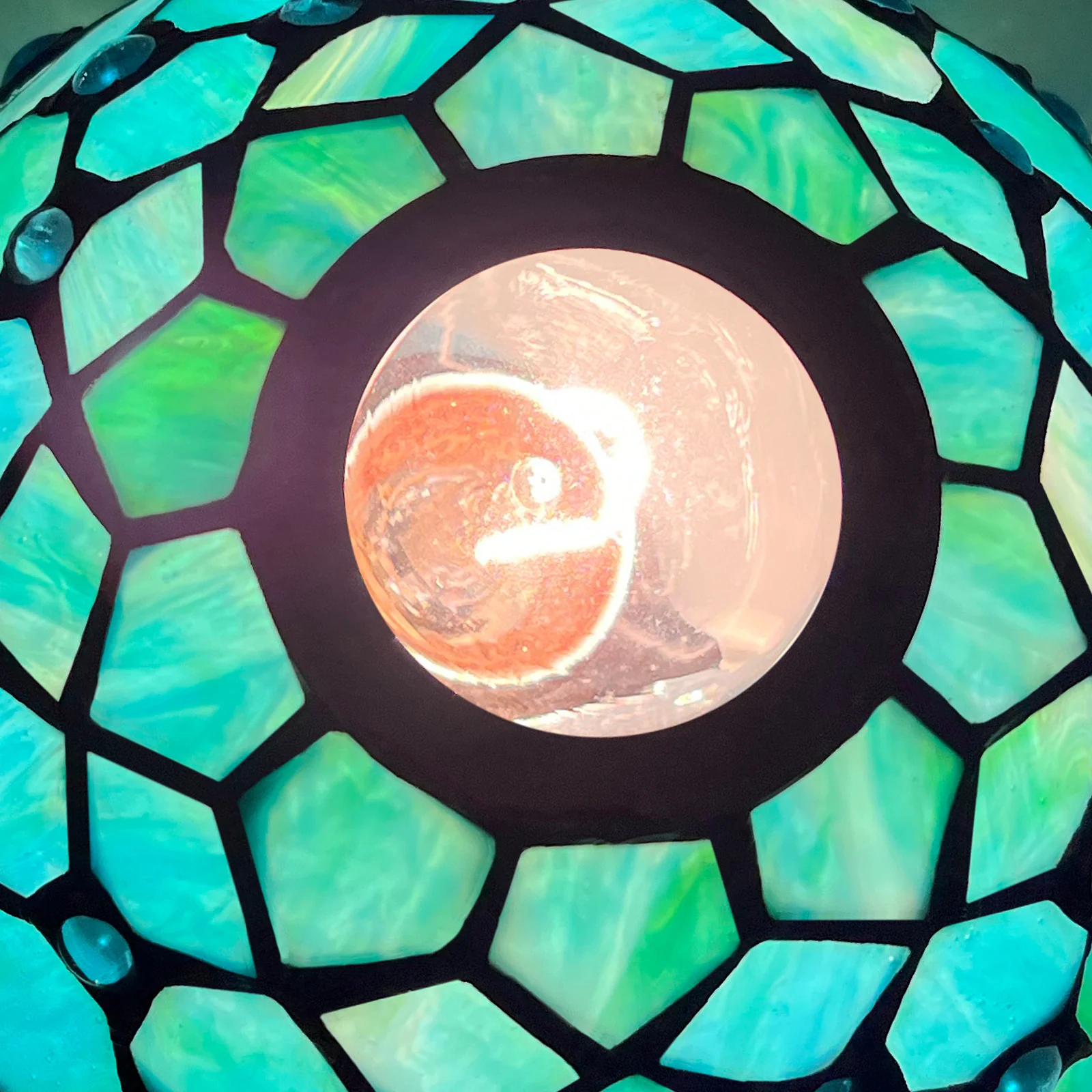 Capulina Tiffany Lamp Shade 7 Inches Wide Accessories Replacement Seagrass Blue Beads Style Stained Glass Lampshade for Hanging Lamp Pendant Light Chandelier Wall Sconces Accent Lamp - Image 3