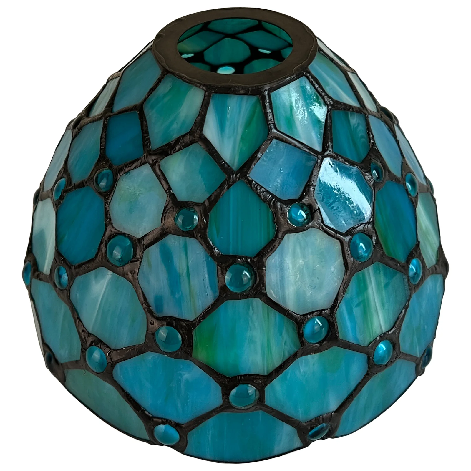 Capulina Tiffany Lamp Shade 7 Inches Wide Accessories Replacement Seagrass Blue Beads Style Stained Glass Lampshade for Hanging Lamp Pendant Light Chandelier Wall Sconces Accent Lamp - Image 6