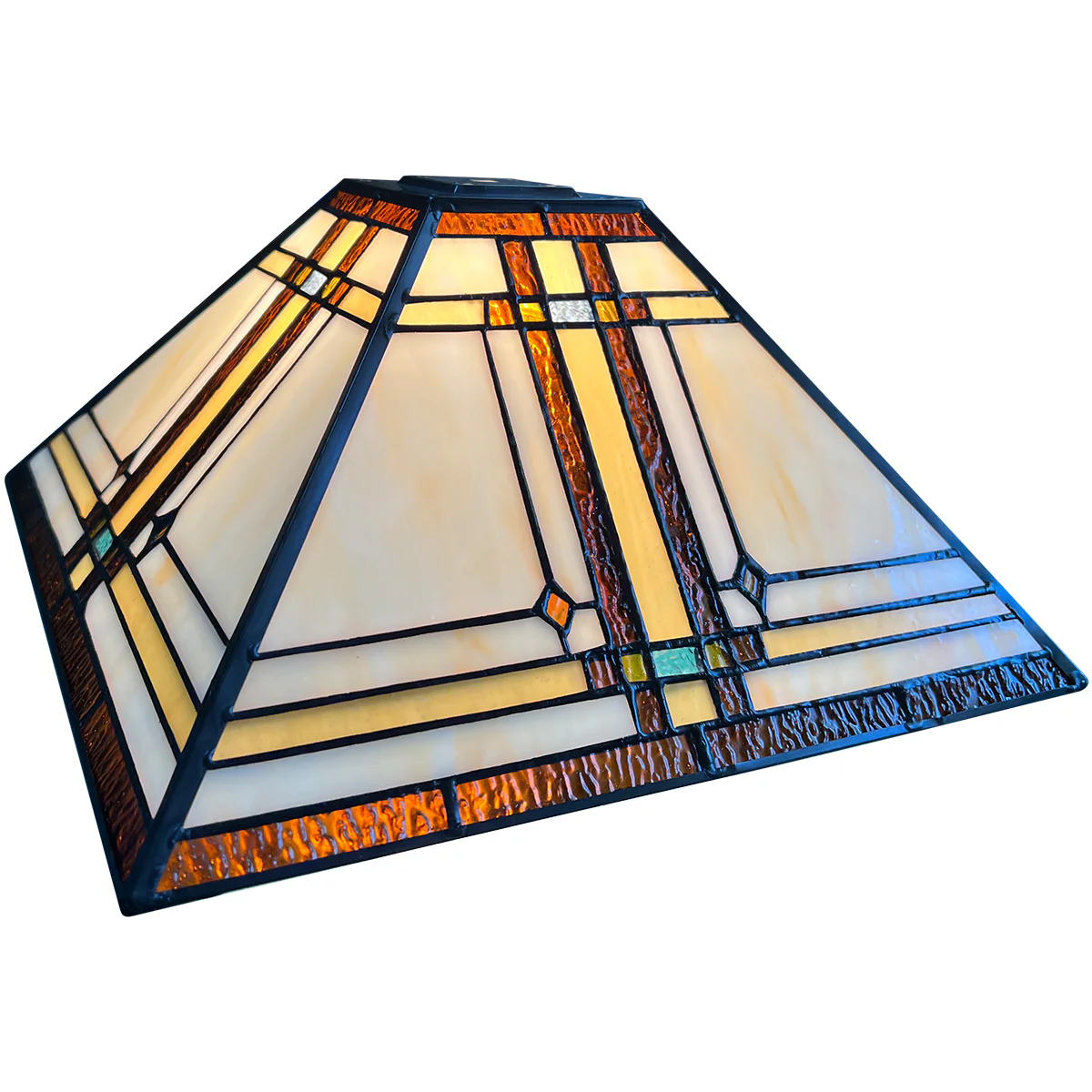 Capulina Tiffany Lamp Shade Accessories Replacement 16 Inches Wide Mission Cream Style Stained Glass Lampshade for Table Lamp Floor Lamp
