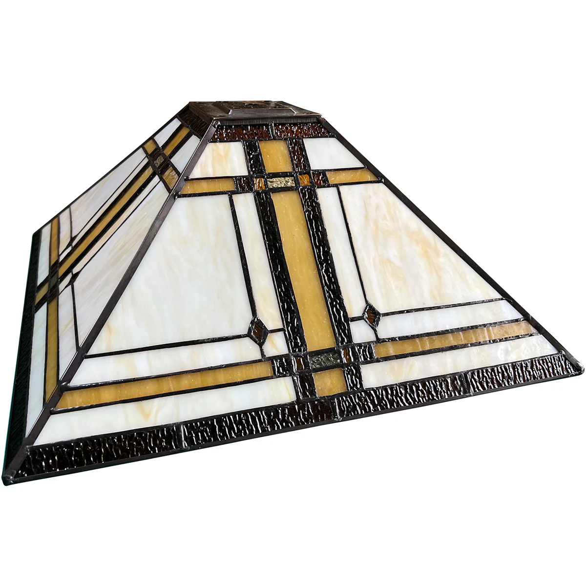 Capulina Tiffany Lamp Shade Accessories Replacement 16 Inches Wide Mission Cream Style Stained Glass Lampshade for Table Lamp Floor Lamp - Image 2