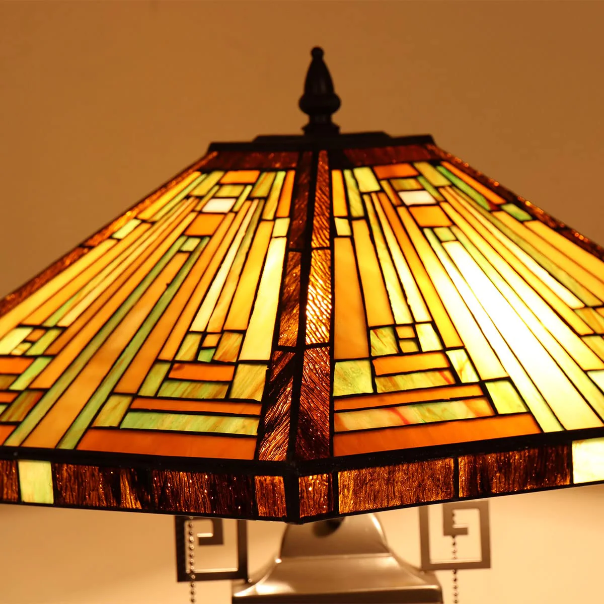 Capulina Tiffany Large Table Lamp 3-Light Nightlight Rustic Antique Desk Light - Image 3