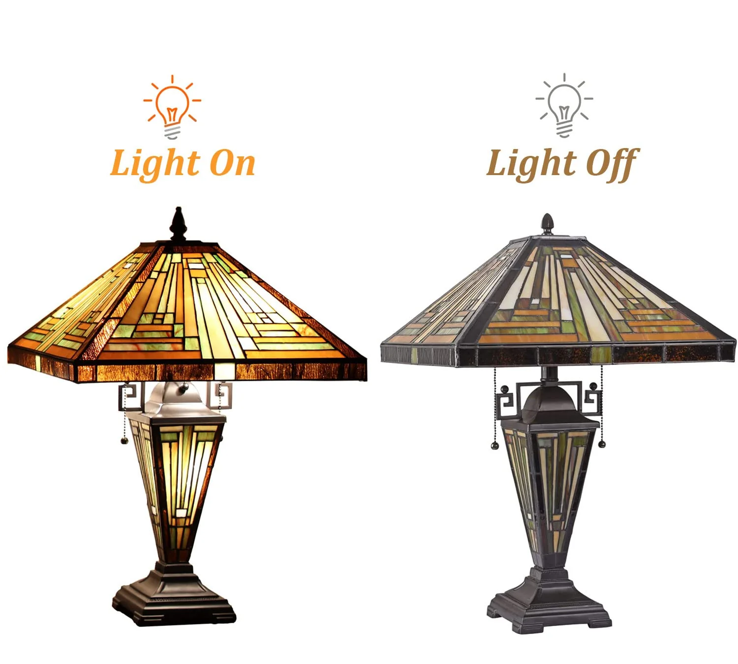 Capulina Tiffany Large Table Lamp 3-Light Nightlight Rustic Antique Desk Light - Image 7