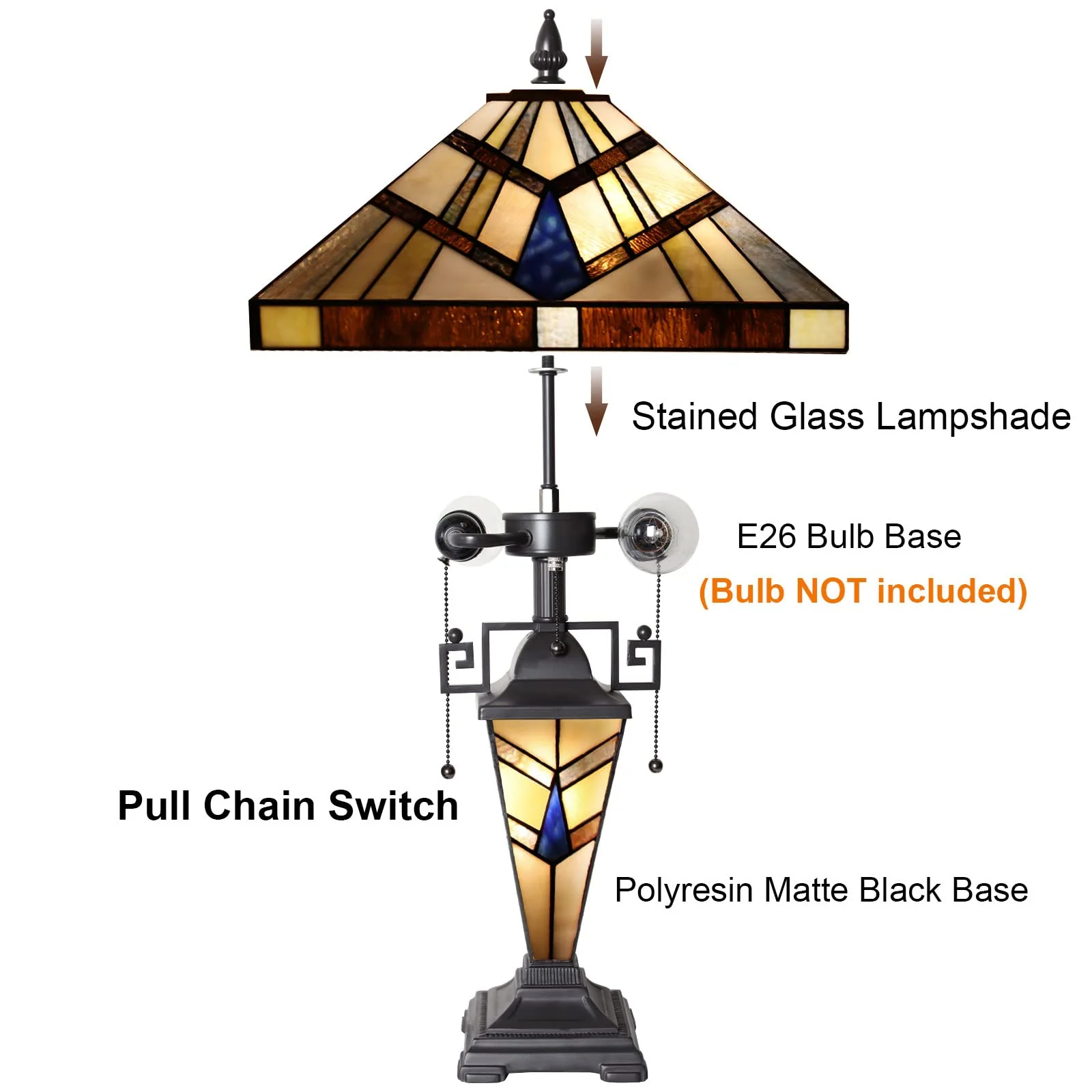 Capulina Tiffany Table Lamp 3-Light 16 Wide Stained Glass - Image 6