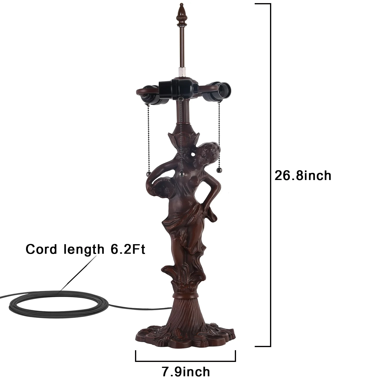 Capulina Tiffany Table Lamp Base Replacement for 14-18 Inches Lampshade Pole Height 26.7 Inches Bronze Finished Zinc Alloy Base - Image 2