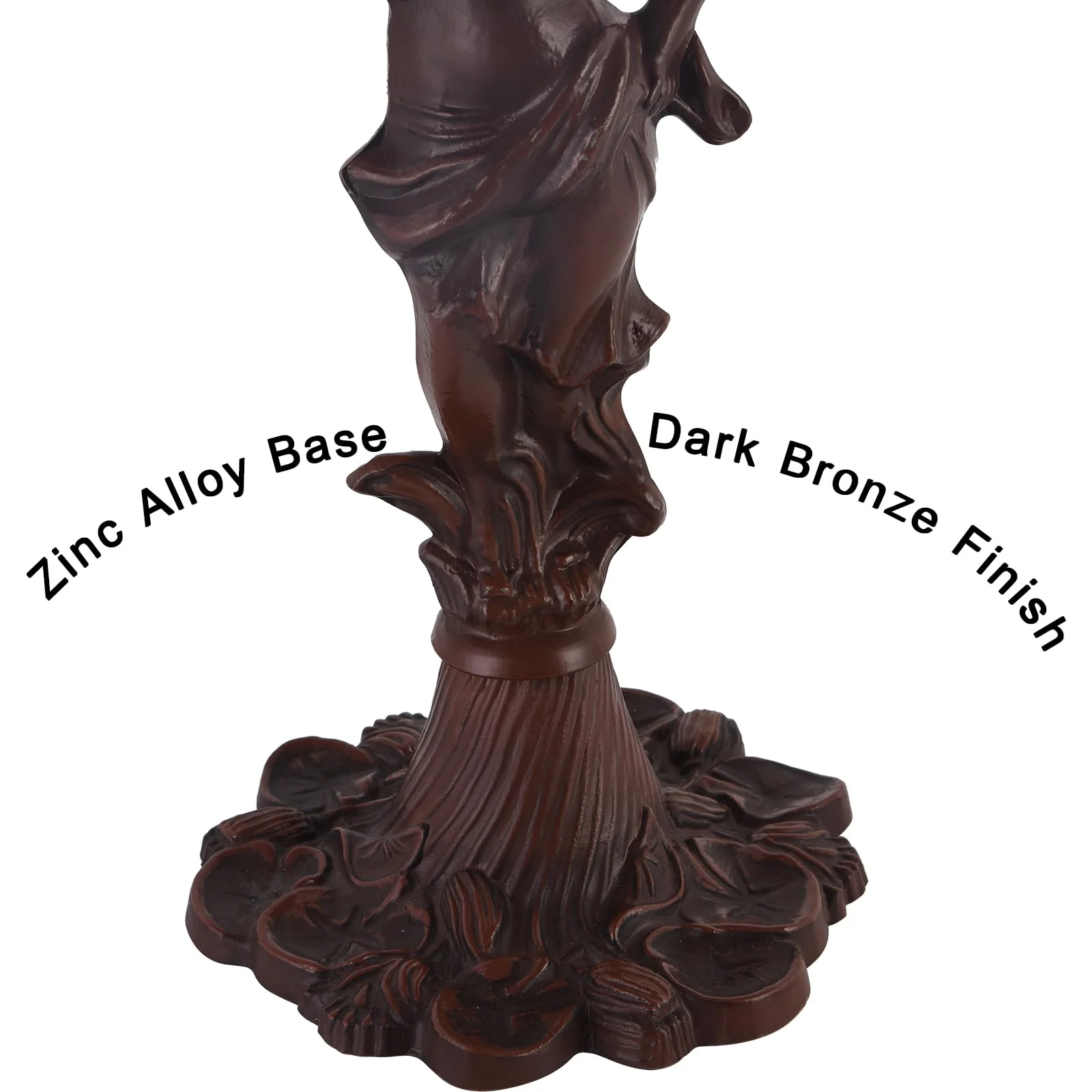 Capulina Tiffany Table Lamp Base Replacement for 14-18 Inches Lampshade Pole Height 26.7 Inches Bronze Finished Zinc Alloy Base - Image 3