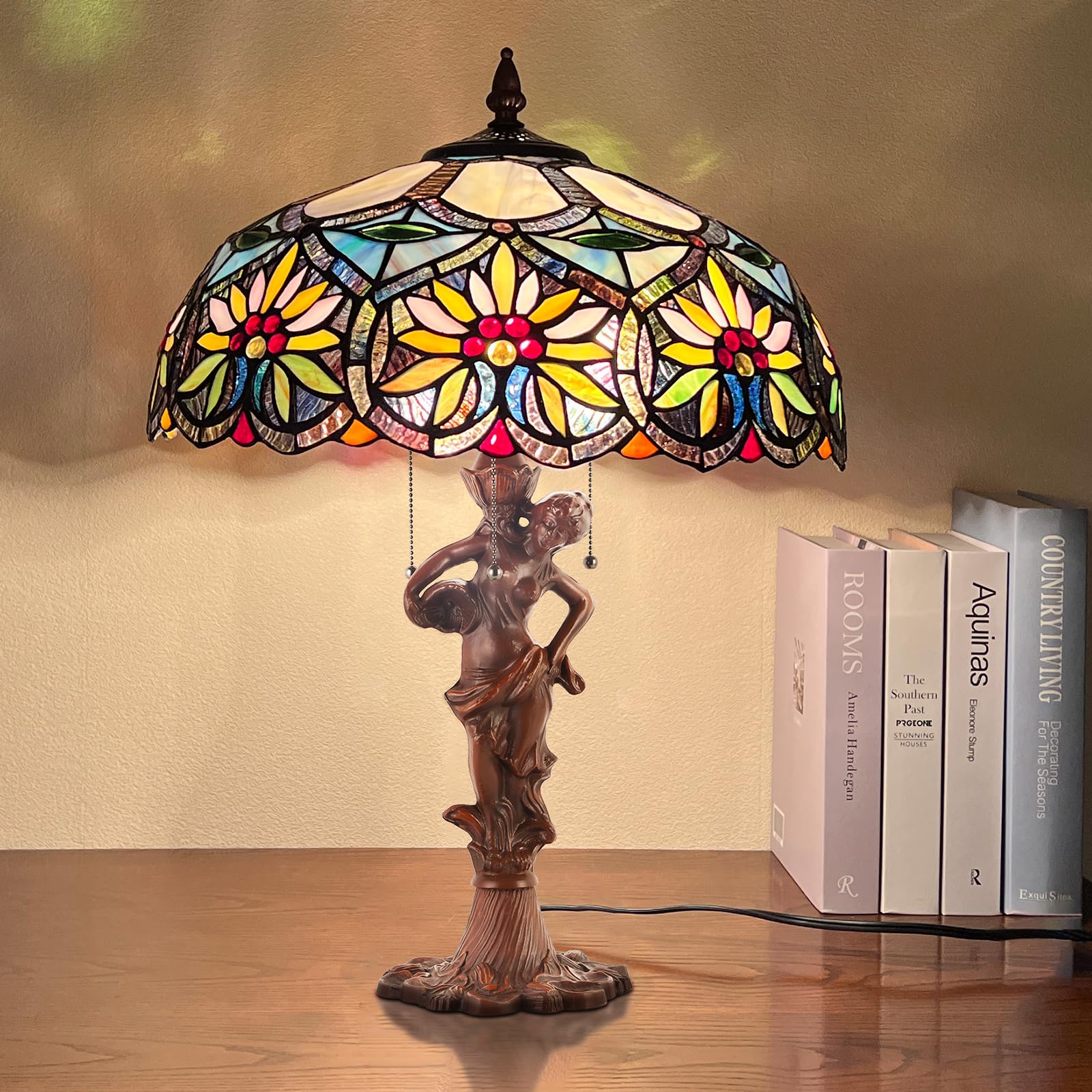 Capulina Tiffany Table Lamp Base Replacement for 14-18 Inches Lampshade Pole Height 26.7 Inches Bronze Finished Zinc Alloy Base - Image 6