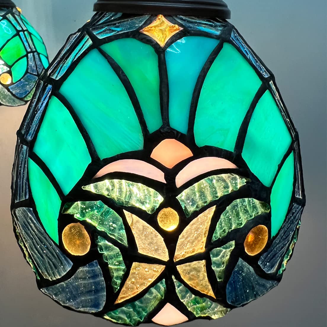 COTOSS Tiffany Chandelier for Dining Room 3 Lights Stained Glass Chandeliers Lighting Fixtures Antique Style Ceiling Hanging Lamp for Kitchen Dinning Area Sitting Room Foyer - Image 2