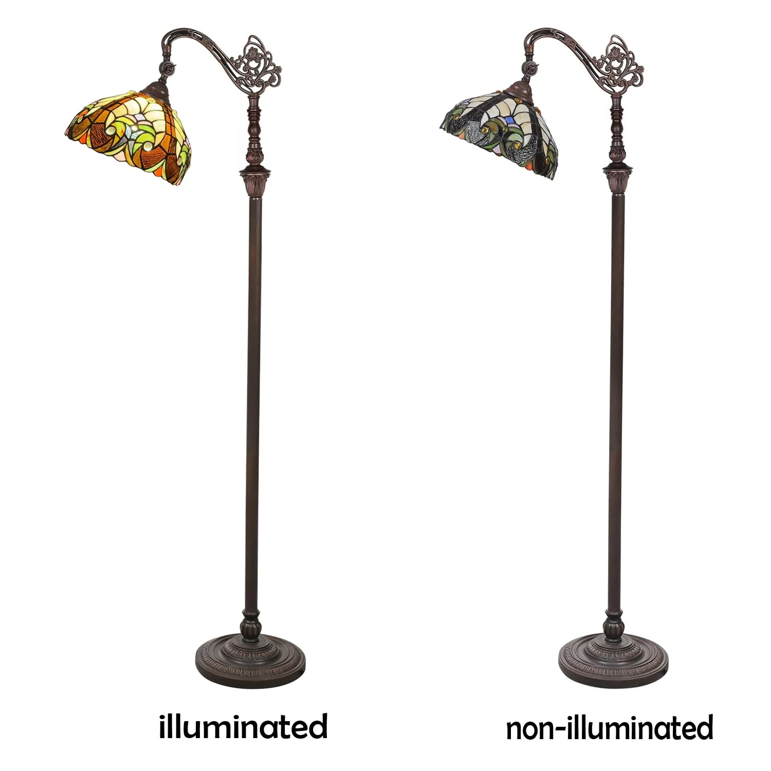 COTOSS Tiffany Reading Floor Lamp,Stained Glass Gooseneck Floor Light for Reading,Antique Style Arched Tall Standing Lamp for Living Room Bedroom and Office - Image 6