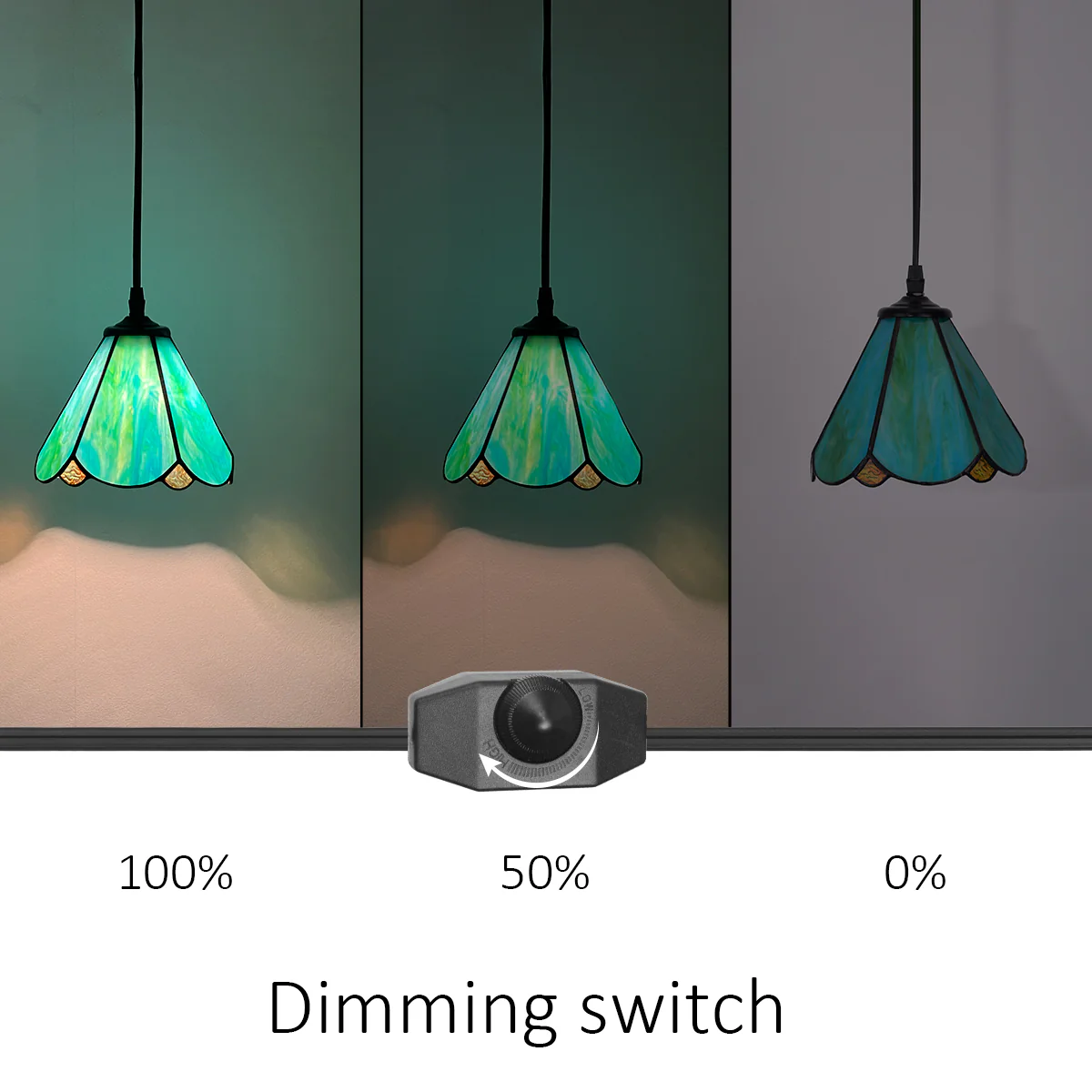 Cotoss Tiffany Pendant Light 1 - Light7 inch hanging pendant plug in Pendant,Perfect for a bedroom nightstand - Image 7