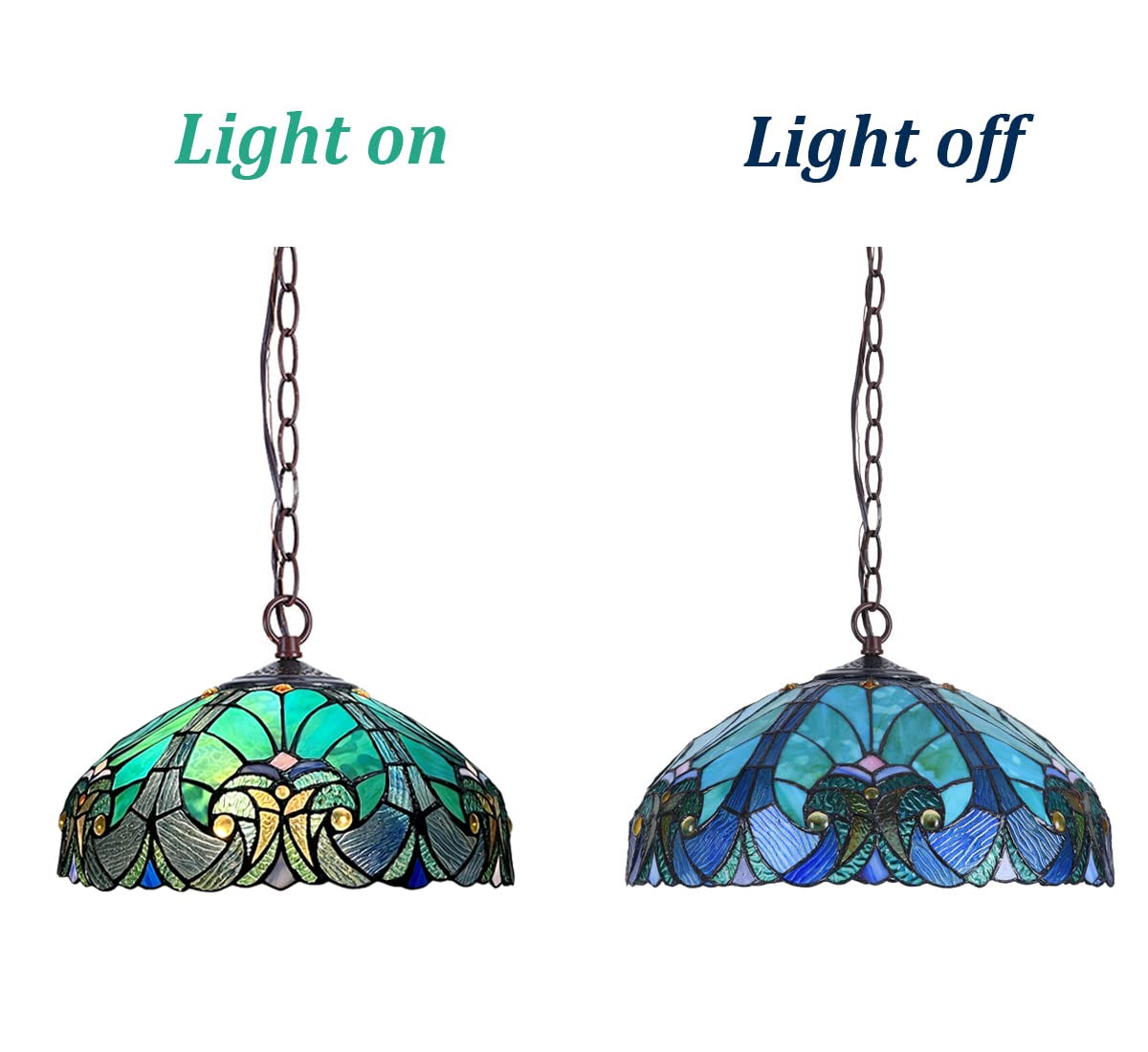 COTOSS Tiffany Pendant Light fixtures Hanging Lamp Stained Glass Light Decor for Dining Living Room Kitchen Island Study Hallway - Image 5