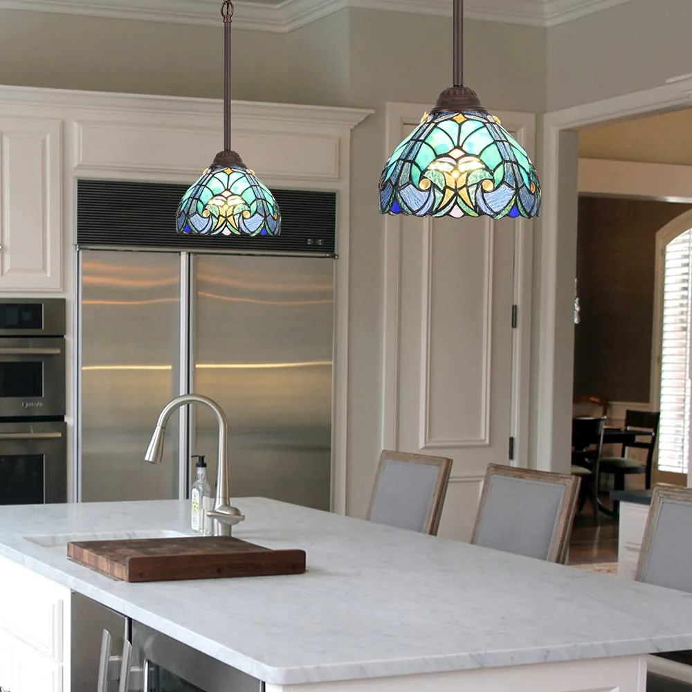 COTOSS Tiffany Pendant Light fixtures Hanging Lamp Stained Glass Light Decor for Dining Living Room Kitchen Island Study Hallway - Image 4