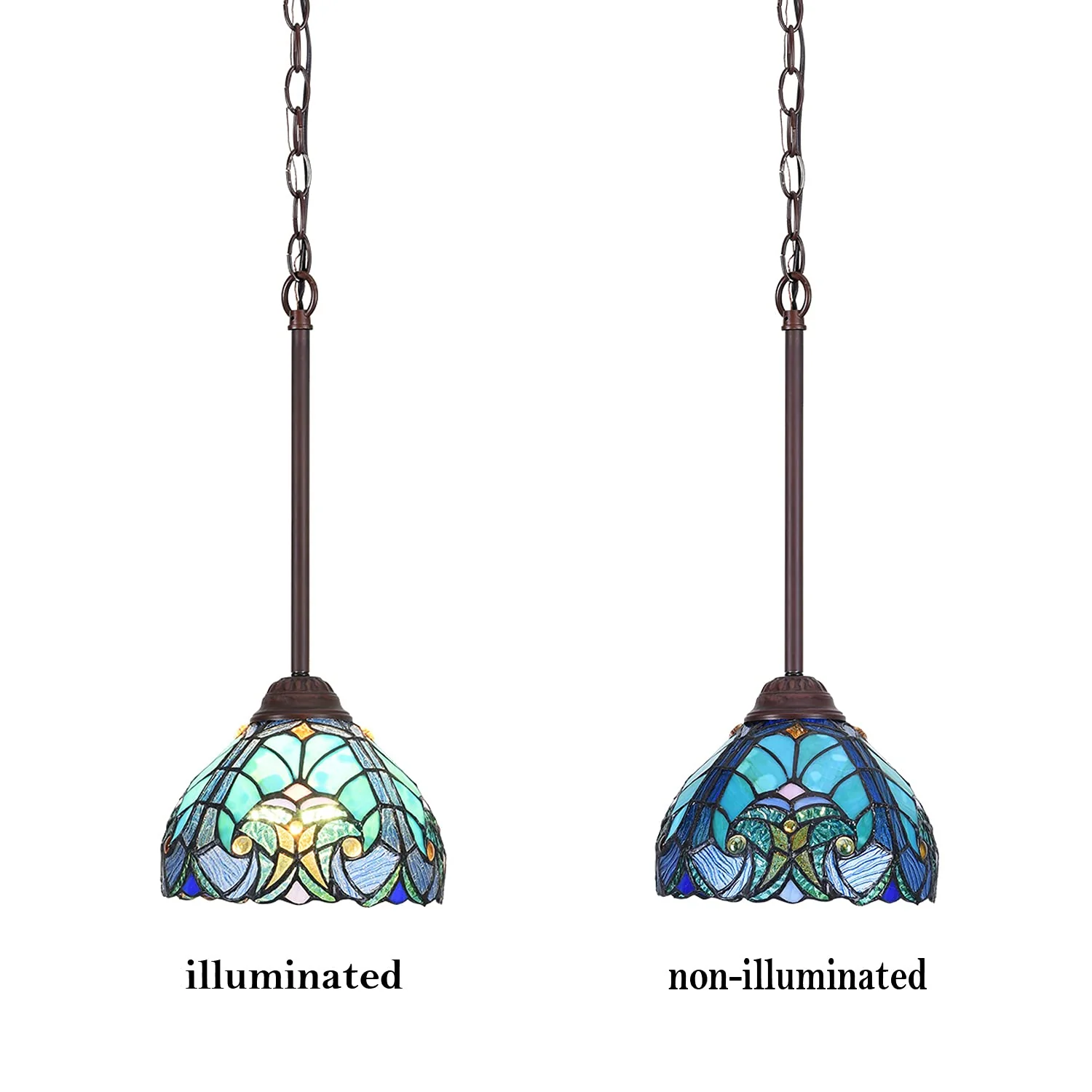 COTOSS Tiffany Pendant Light fixtures Hanging Lamp Stained Glass Light Decor for Dining Living Room Kitchen Island Study Hallway - Image 5