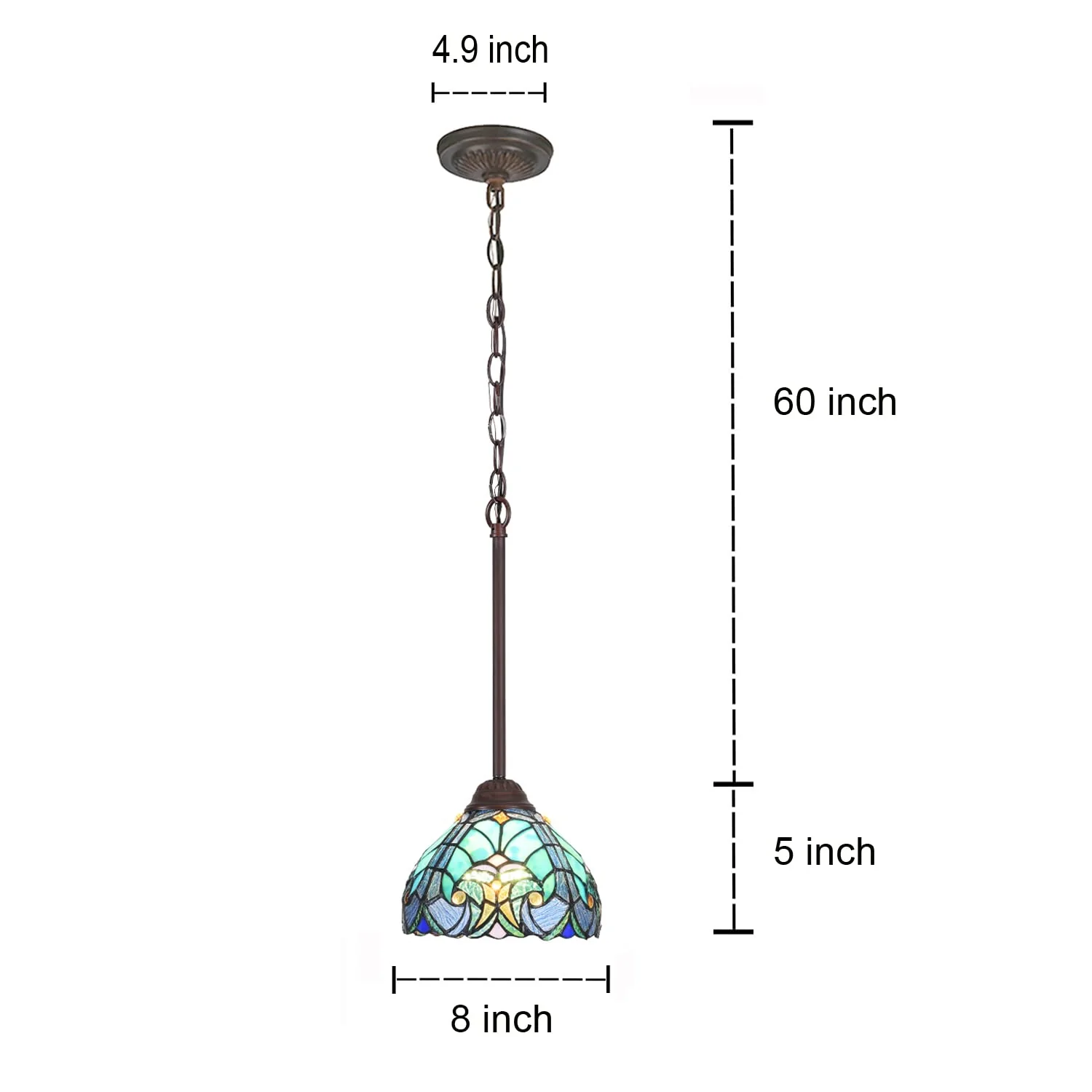 COTOSS Tiffany Pendant Light fixtures Hanging Lamp Stained Glass Light Decor for Dining Living Room Kitchen Island Study Hallway - Image 6