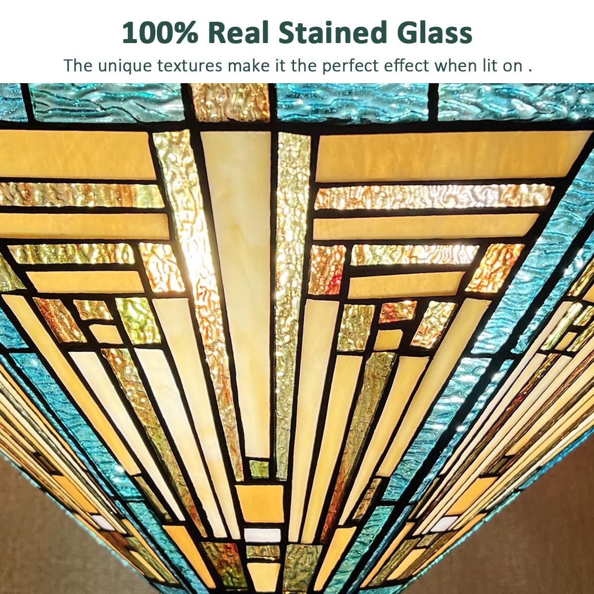 COTOSS Tiffany Pendant Light Fixtures Stained Glass 22 Wide Large Hanging Lamp for Dining Room 3 Lights Antique Style Lighting for Living Room Kitchen Entryway - Image 3