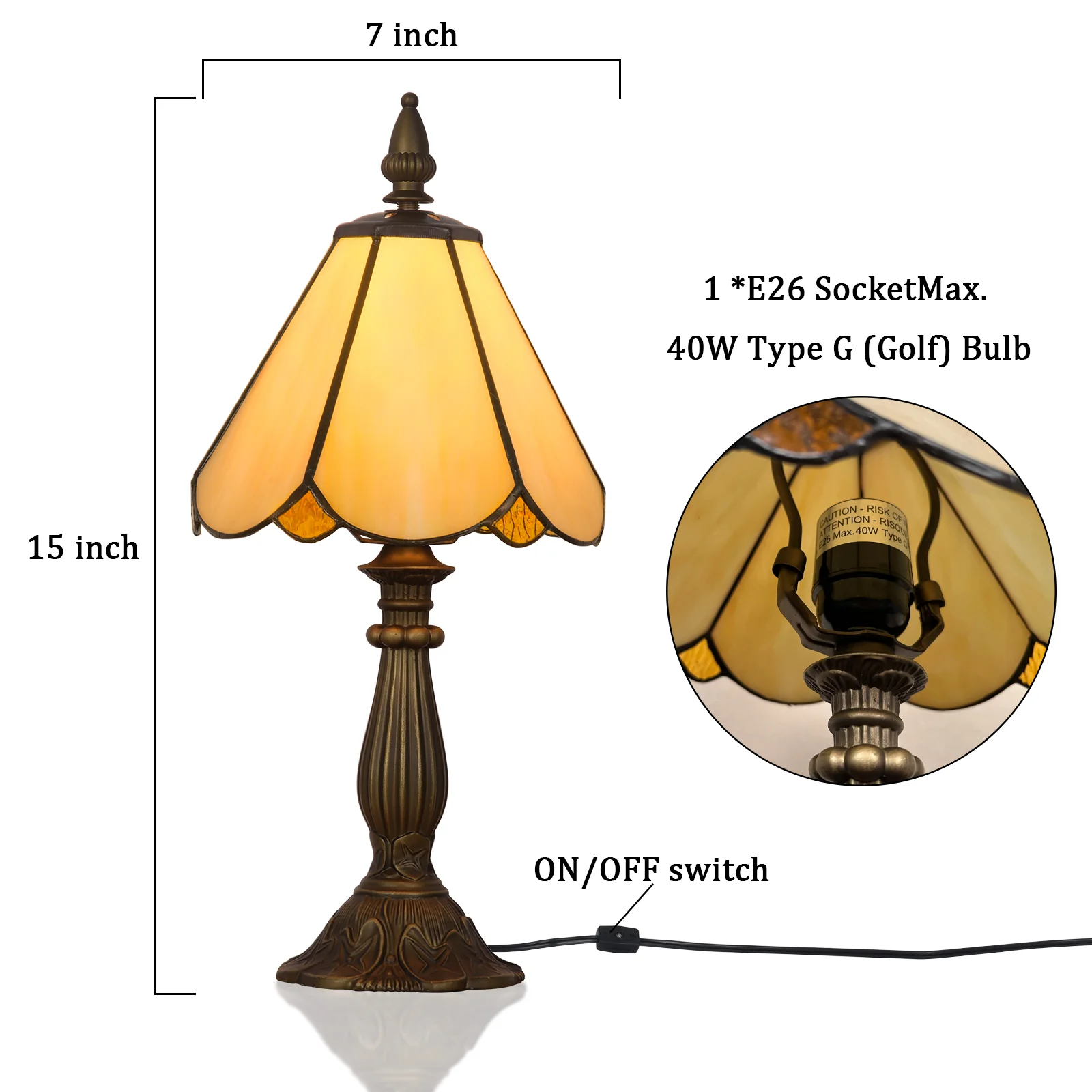 Cotoss Tiffany Table Lamp,Handcrafts Stained Glass Style Table Light,Blue Small Desk Bedside Table Night Lamp for Living Room Bedroom Study Office Bookcase Desk Light - Image 11