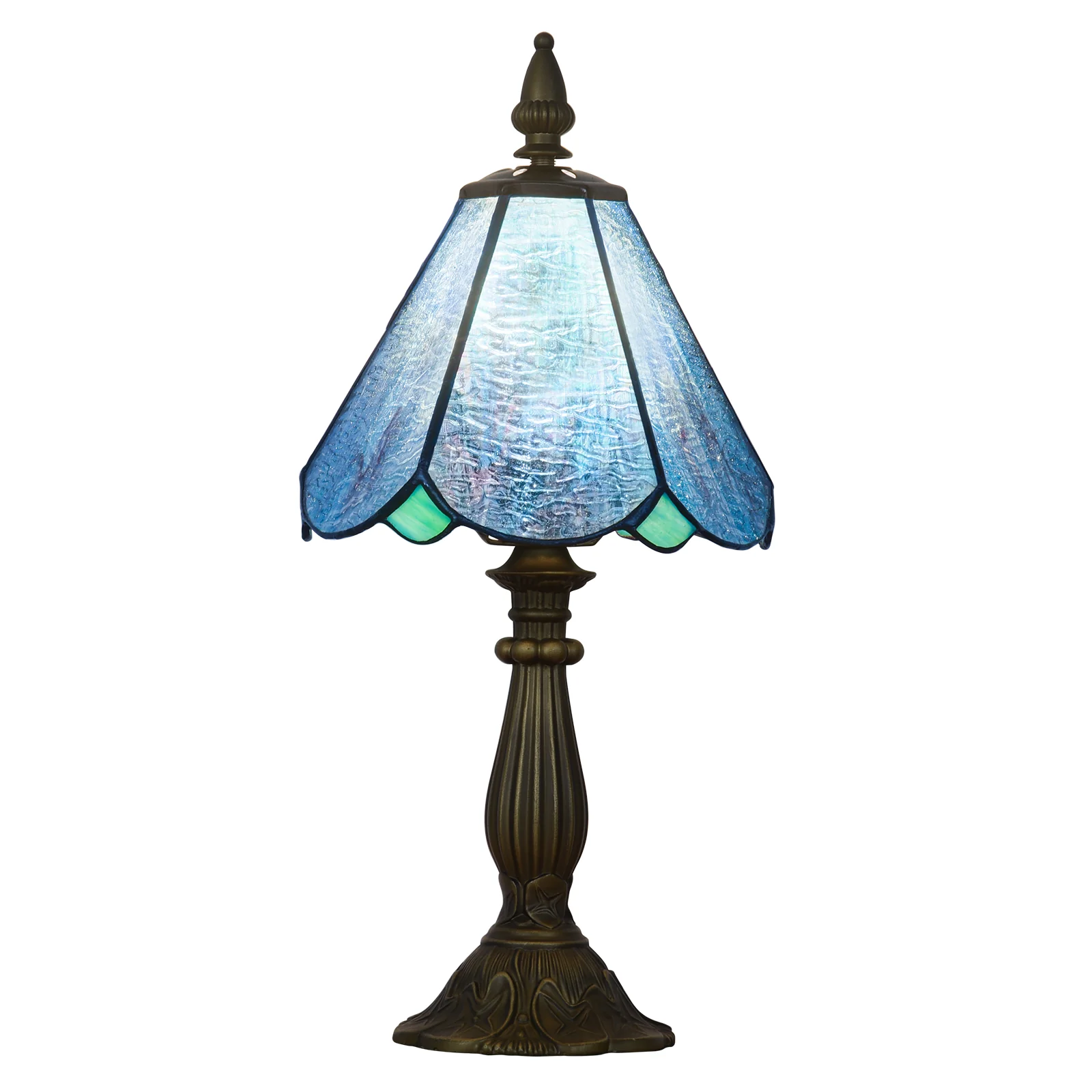 Cotoss Tiffany Table Lamp,Handcrafts Stained Glass Style Table Light,Blue Small Desk Bedside Table Night Lamp for Living Room Bedroom Study Office Bookcase Desk Light - Image 12