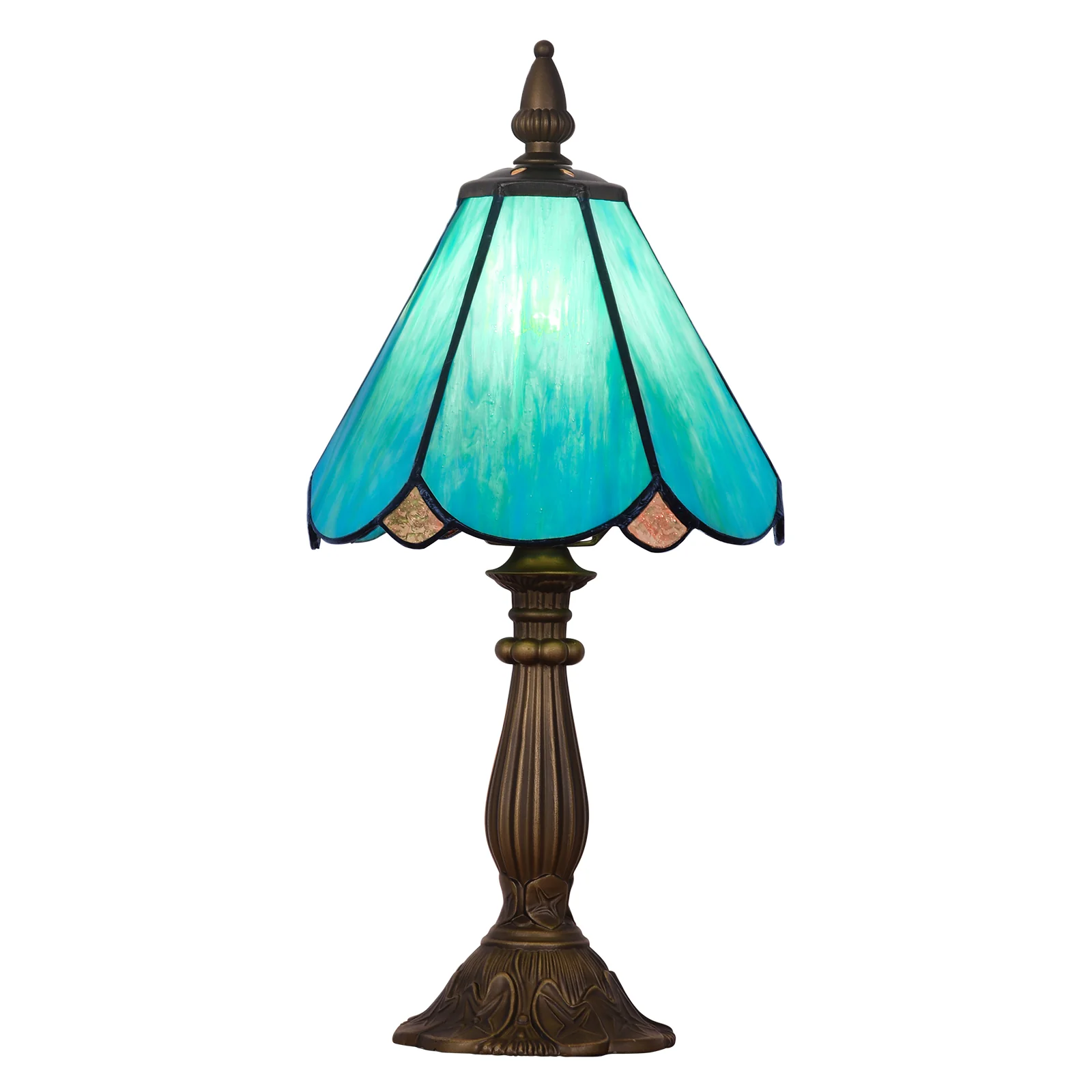 Cotoss Tiffany Table Lamp,Handcrafts Stained Glass Style Table Light,Small Desk Bedside Table Night Lamp for Living Room Bedroom Study Office Bookcase Desk Light - Image 11