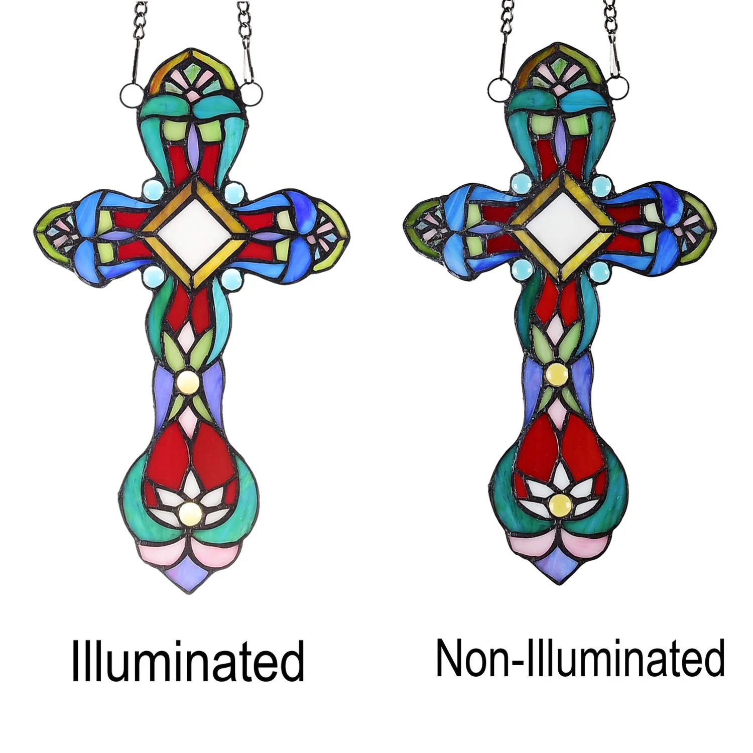 Capulina Cross Stained Glass Window Hanging Handicrafts - Image 4