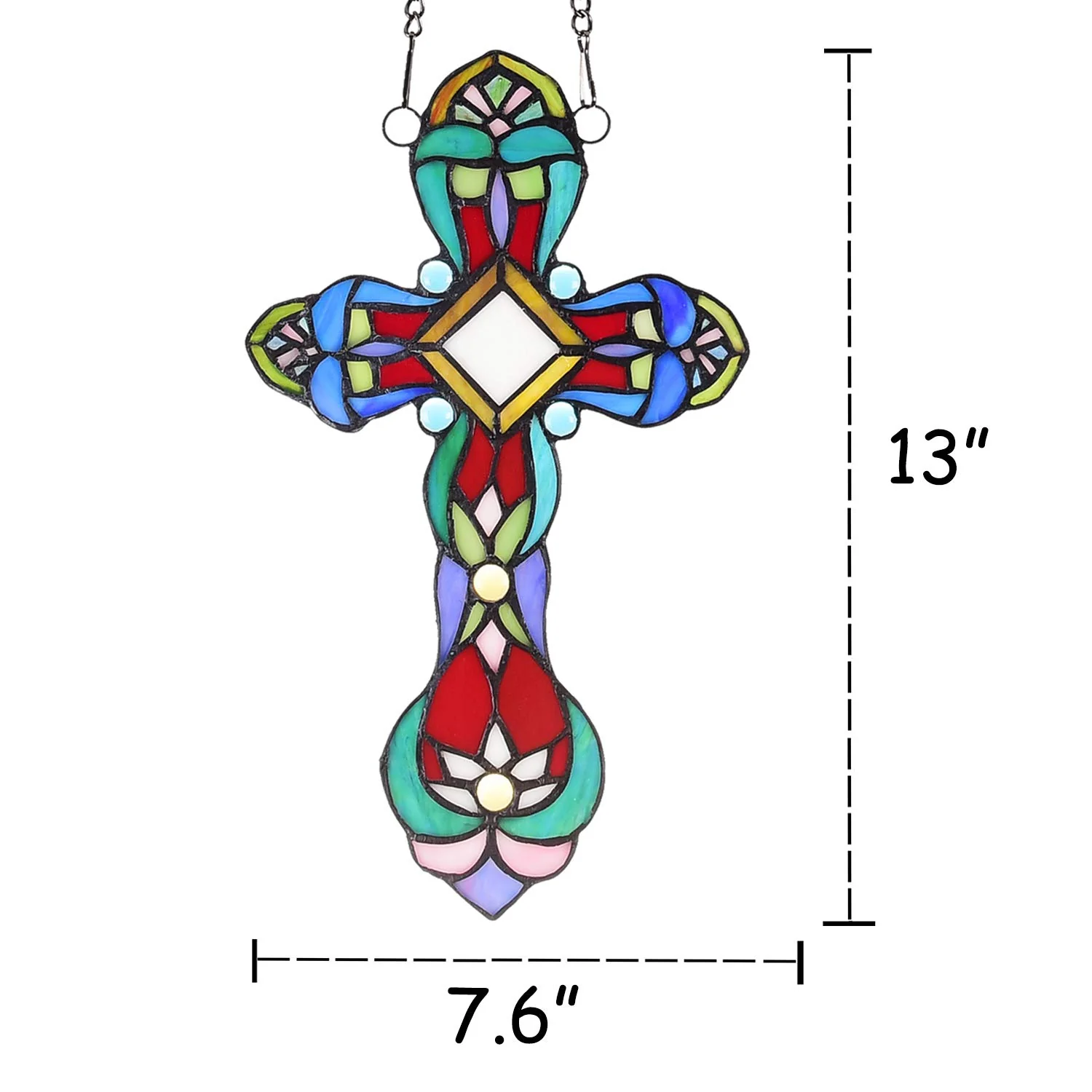 Capulina Cross Stained Glass Window Hanging Handicrafts - Image 5