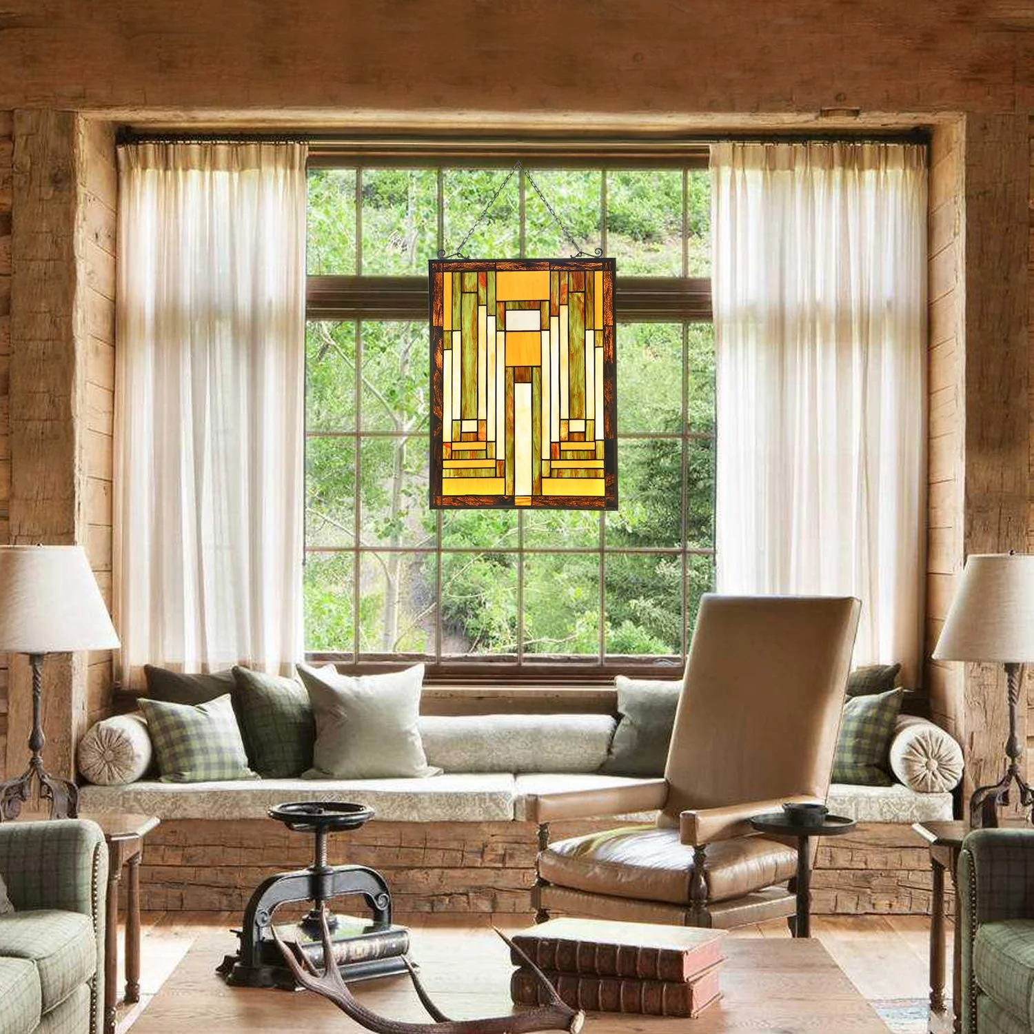 Capulina Mission Tiffany Style Stained Glass Window Hangings - Image 3