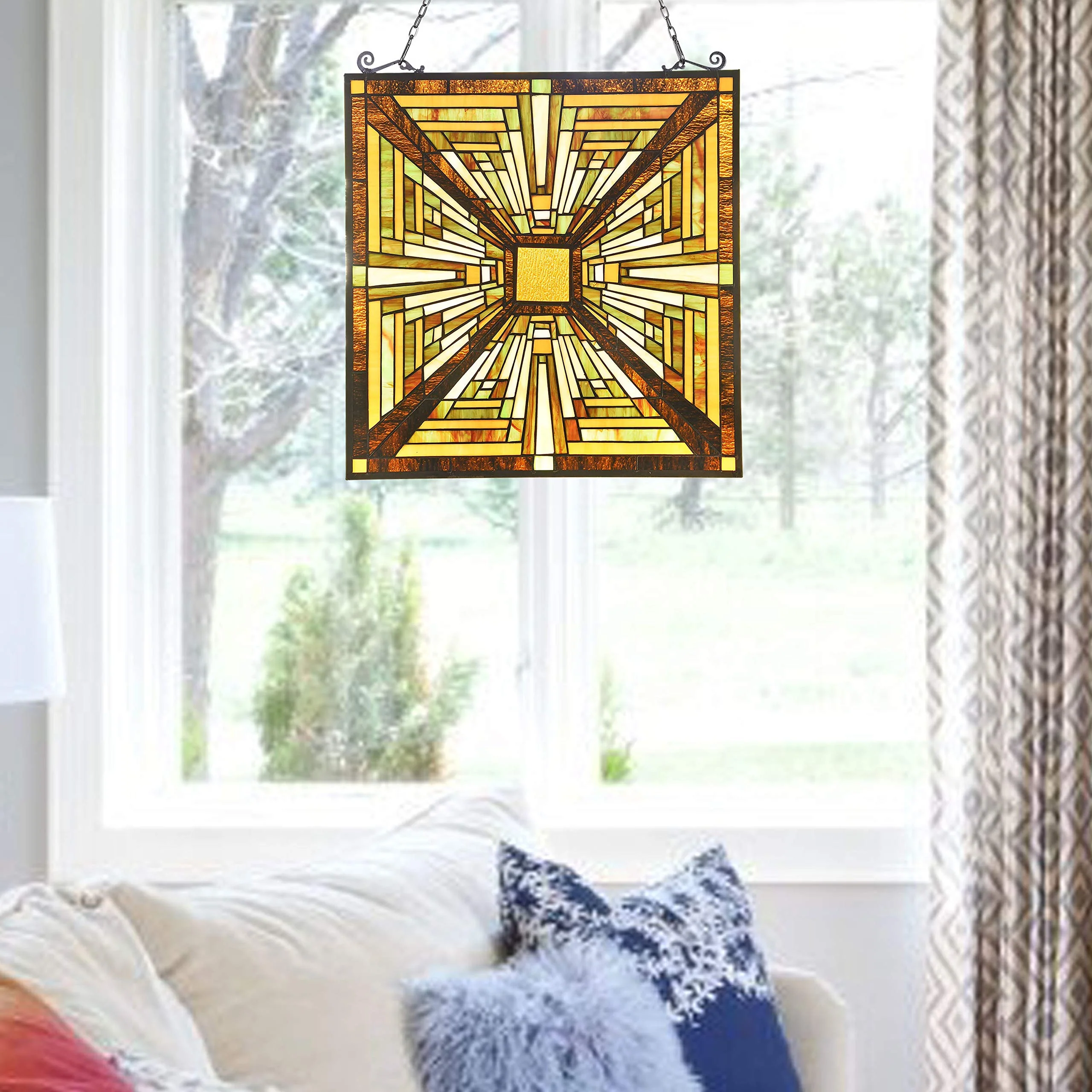Capulina Stained Glass Window Hanging Panels Mission Elegant - Image 3