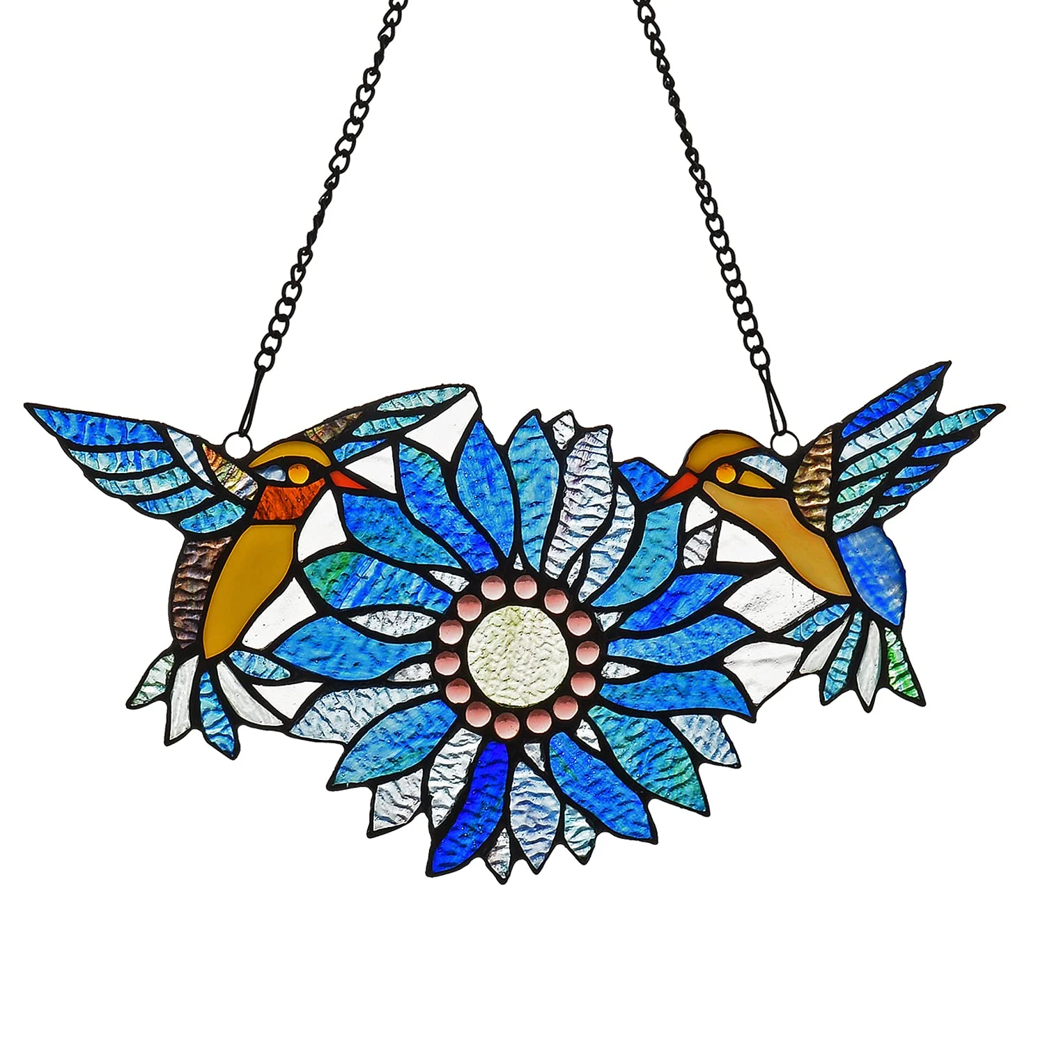 Capulina Sunflower Hummingbirds Stained Glass Window Flower Birds - Image 9